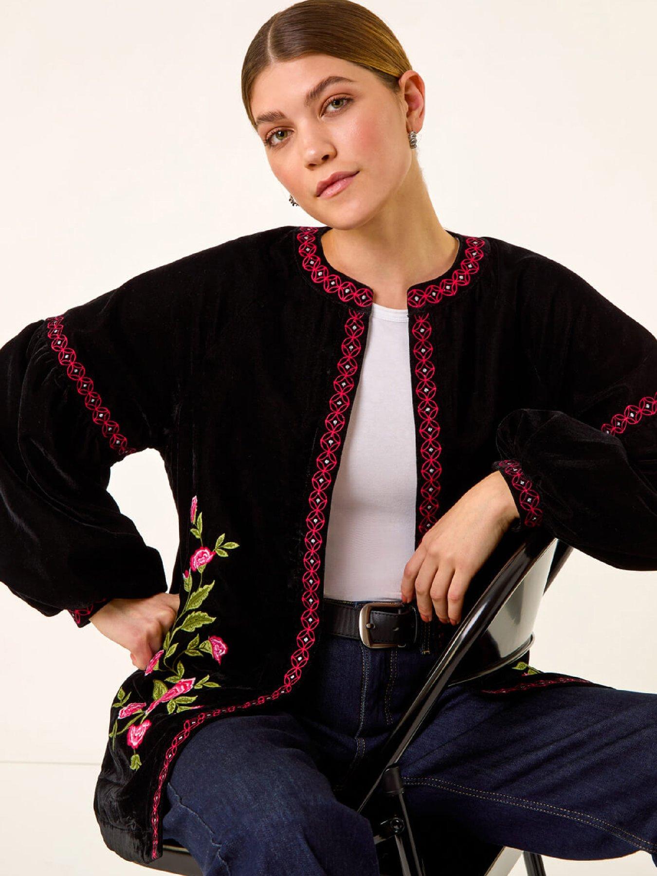  image of roman-floral-embroidered-velvet-trophy-jacket-black