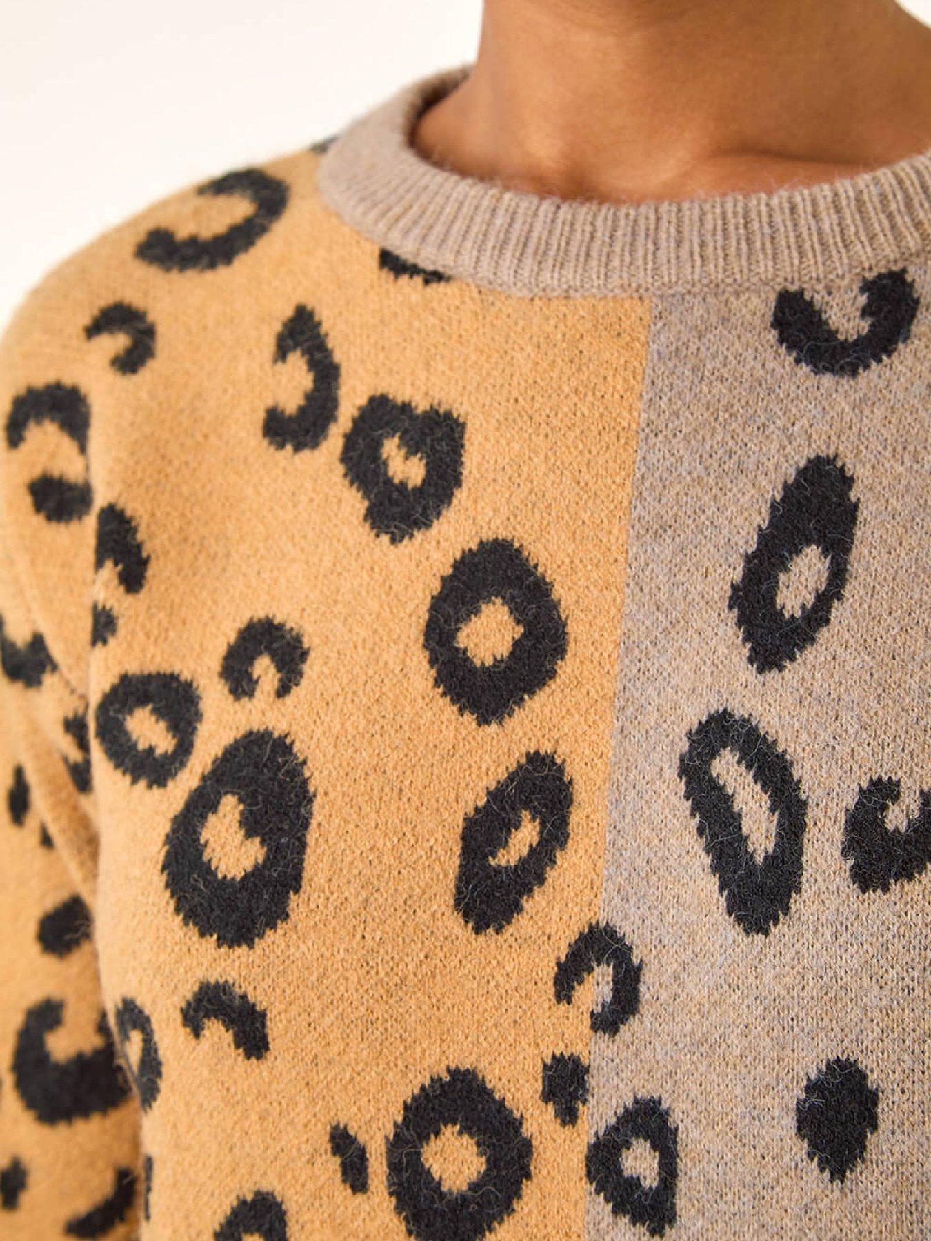 Image 5 of 5 of Roman Animal Print Knitted Shift Dress - Tan