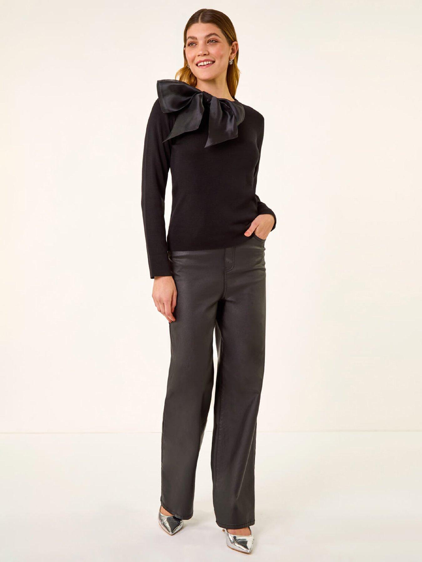 Roman Bow Tie Knit Jumper - Black