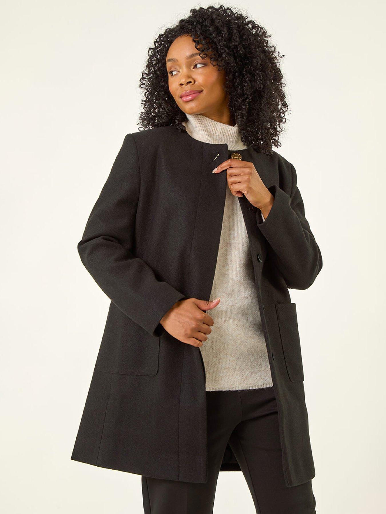  image of roman-petite-patch-pocket-buttoned-coat-black