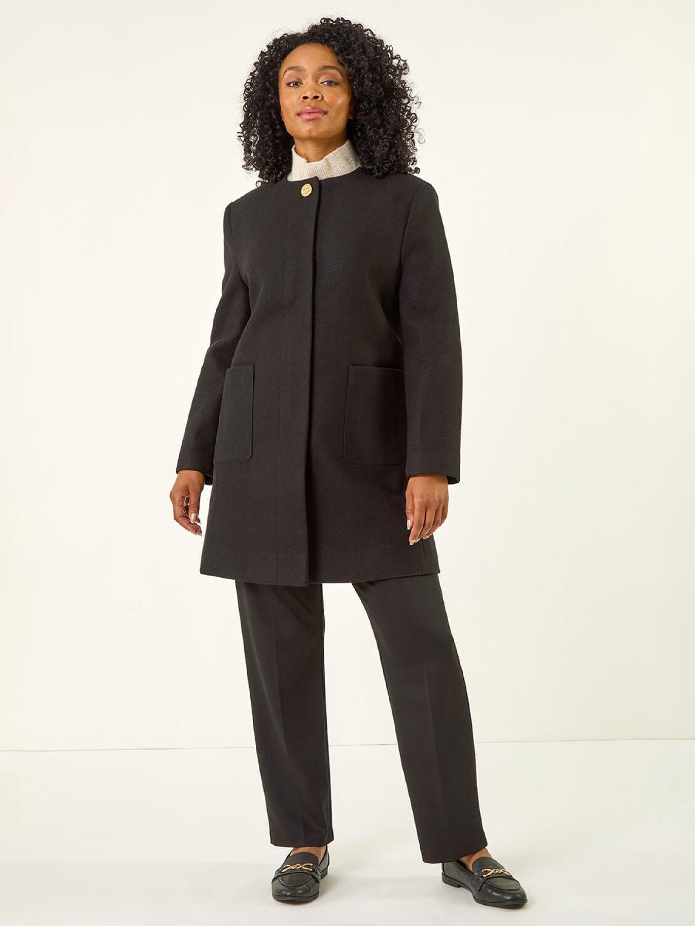  image of roman-petite-patch-pocket-buttoned-coat-black