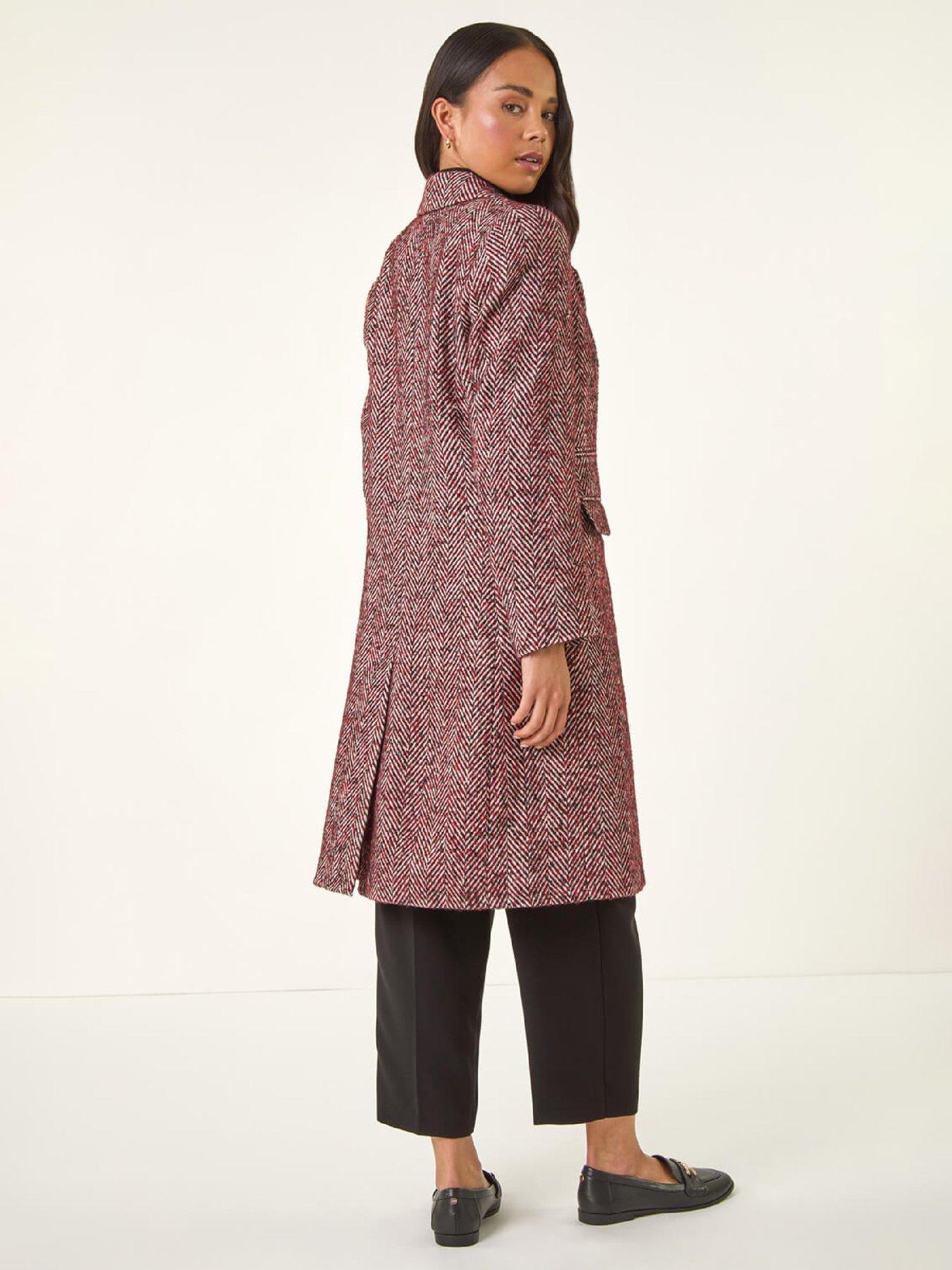  image of roman-petite-herringbone-smart-coat-red