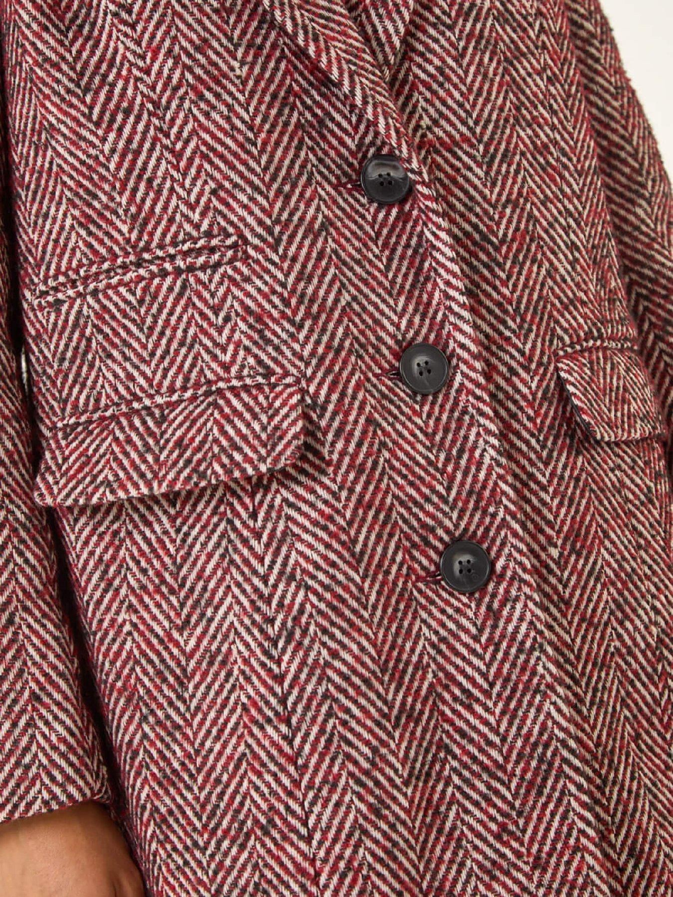  image of roman-petite-herringbone-smart-coat-red