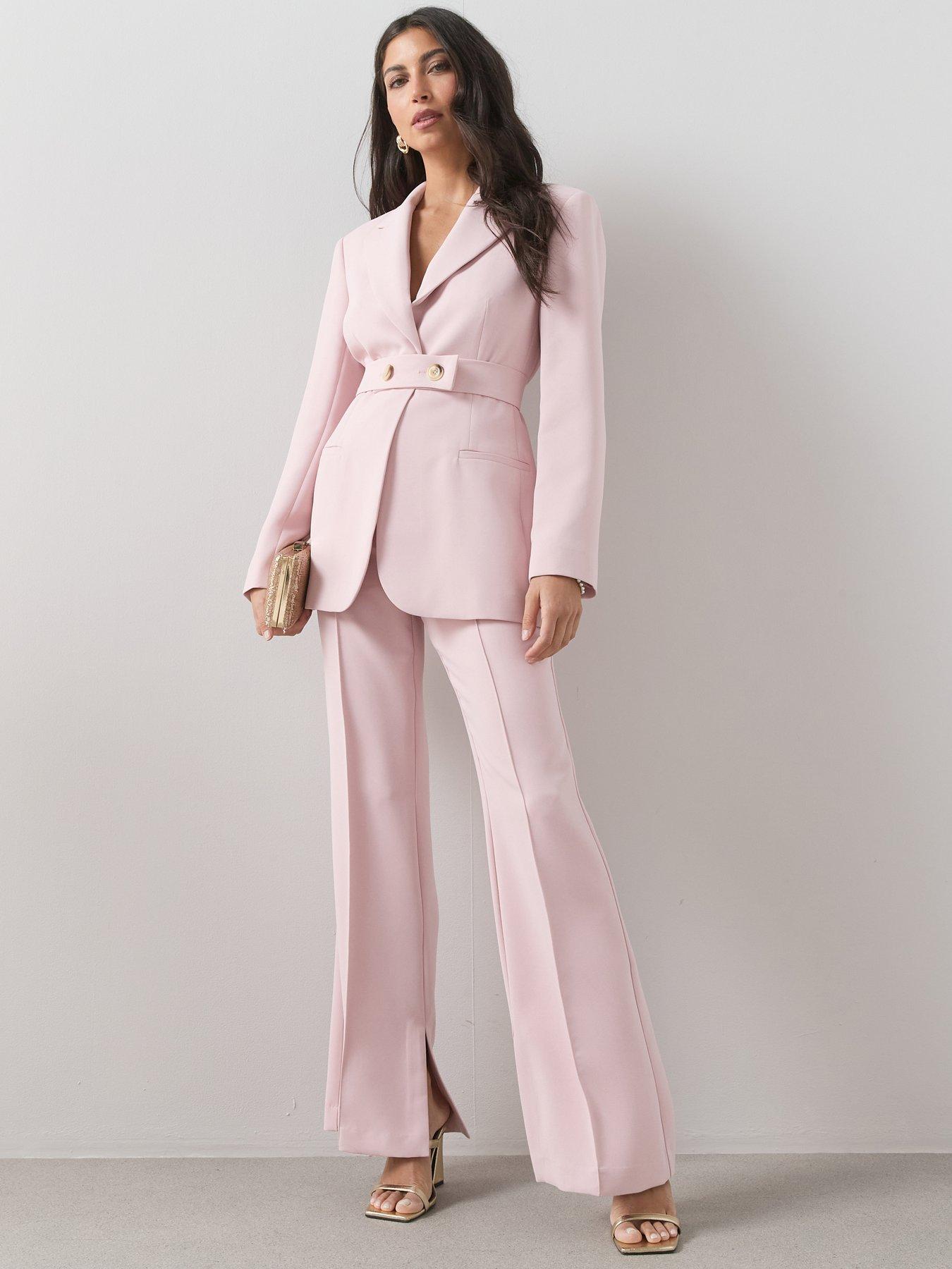 Image 3 of 7 of The Very Collection Belt Cinched Blazer - Pink