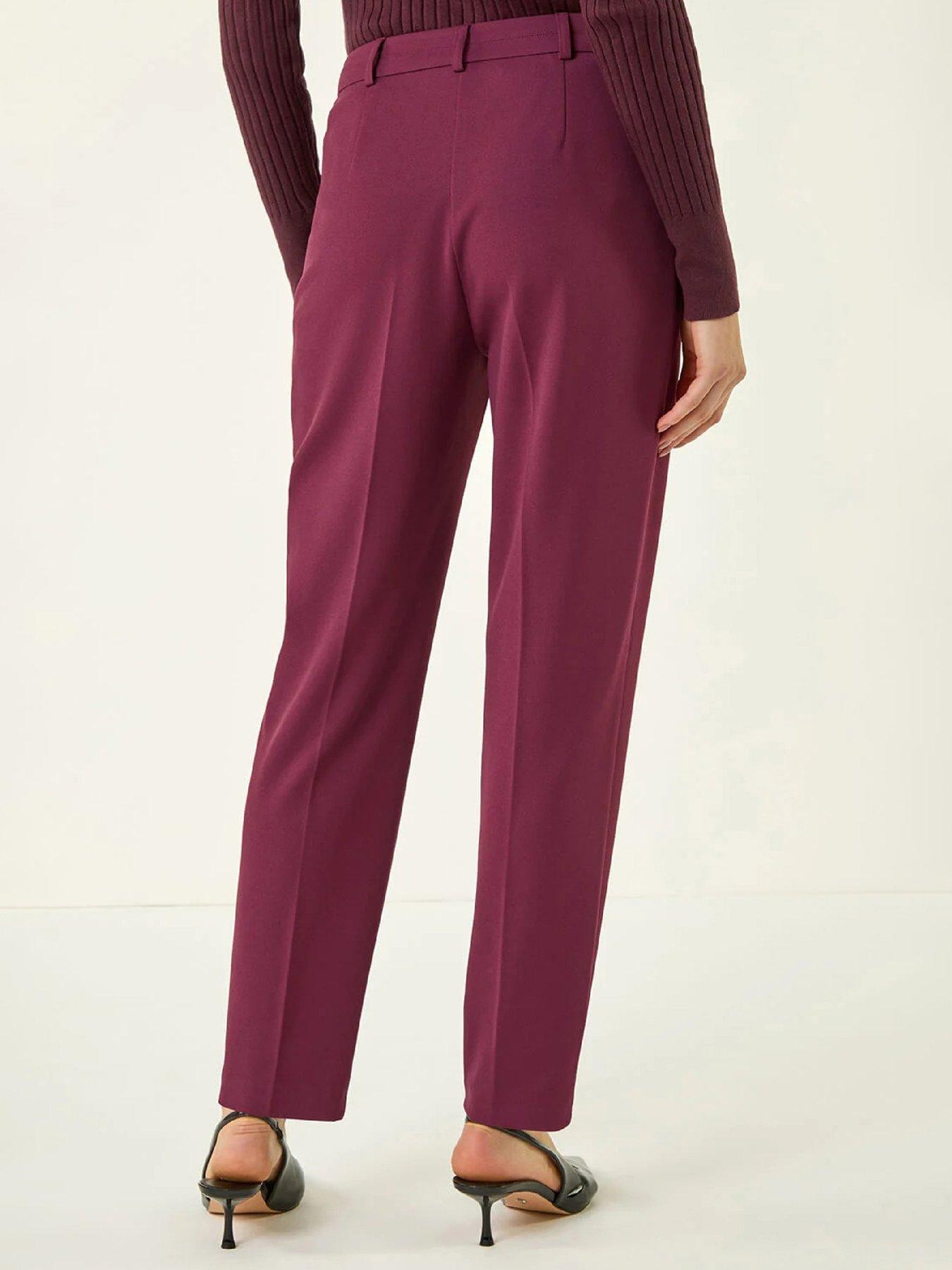  image of roman-short-straight-leg-stretch-trouser-aubergine
