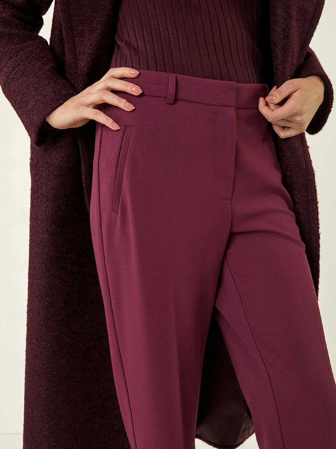  image of roman-long-straight-leg-stretch-trouser-aubergine