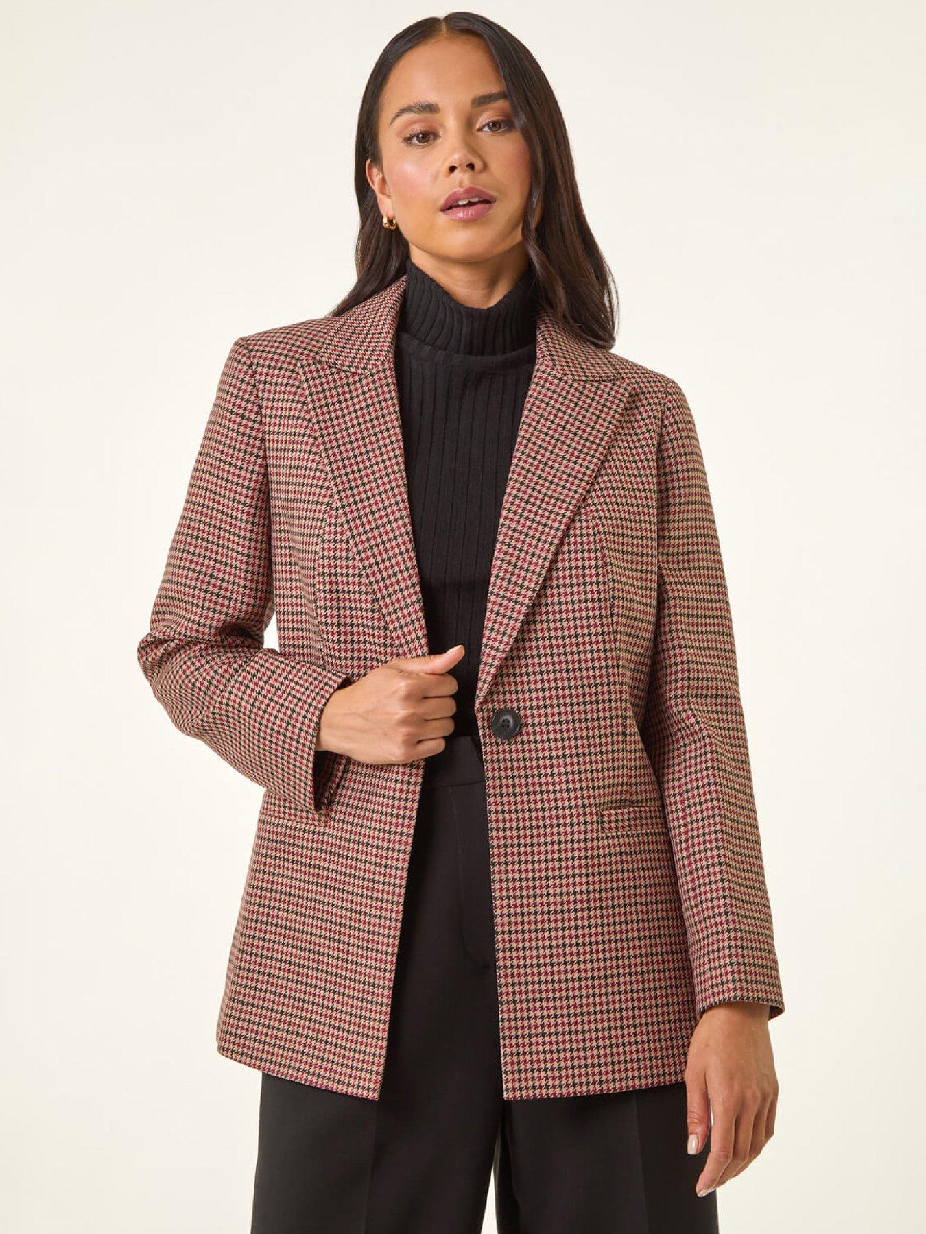 Roman Petite Houndstooth Blazer - Multi