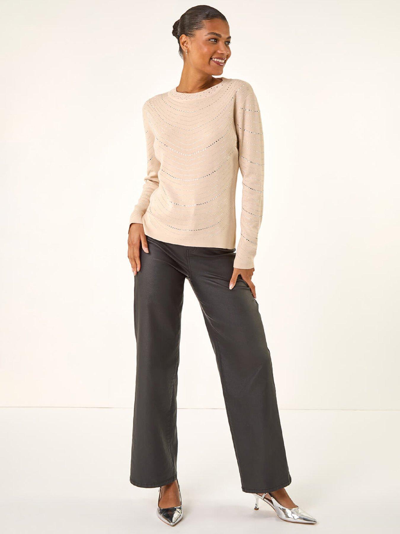 Image 3 of 5 of Roman Hotfix Line Knit Jumper - Tan