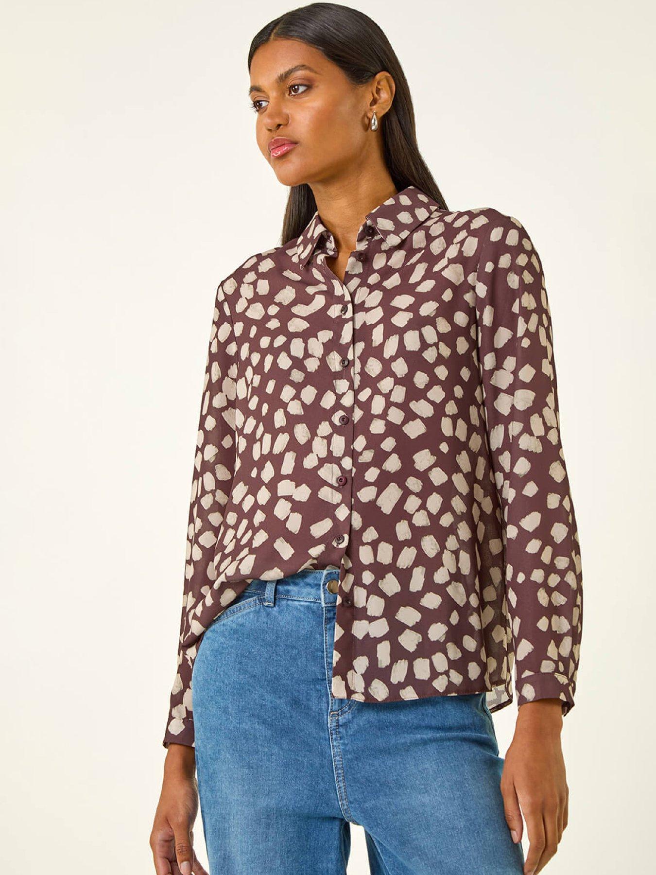 Roman Abstract Spot Print Shirt  - Stone