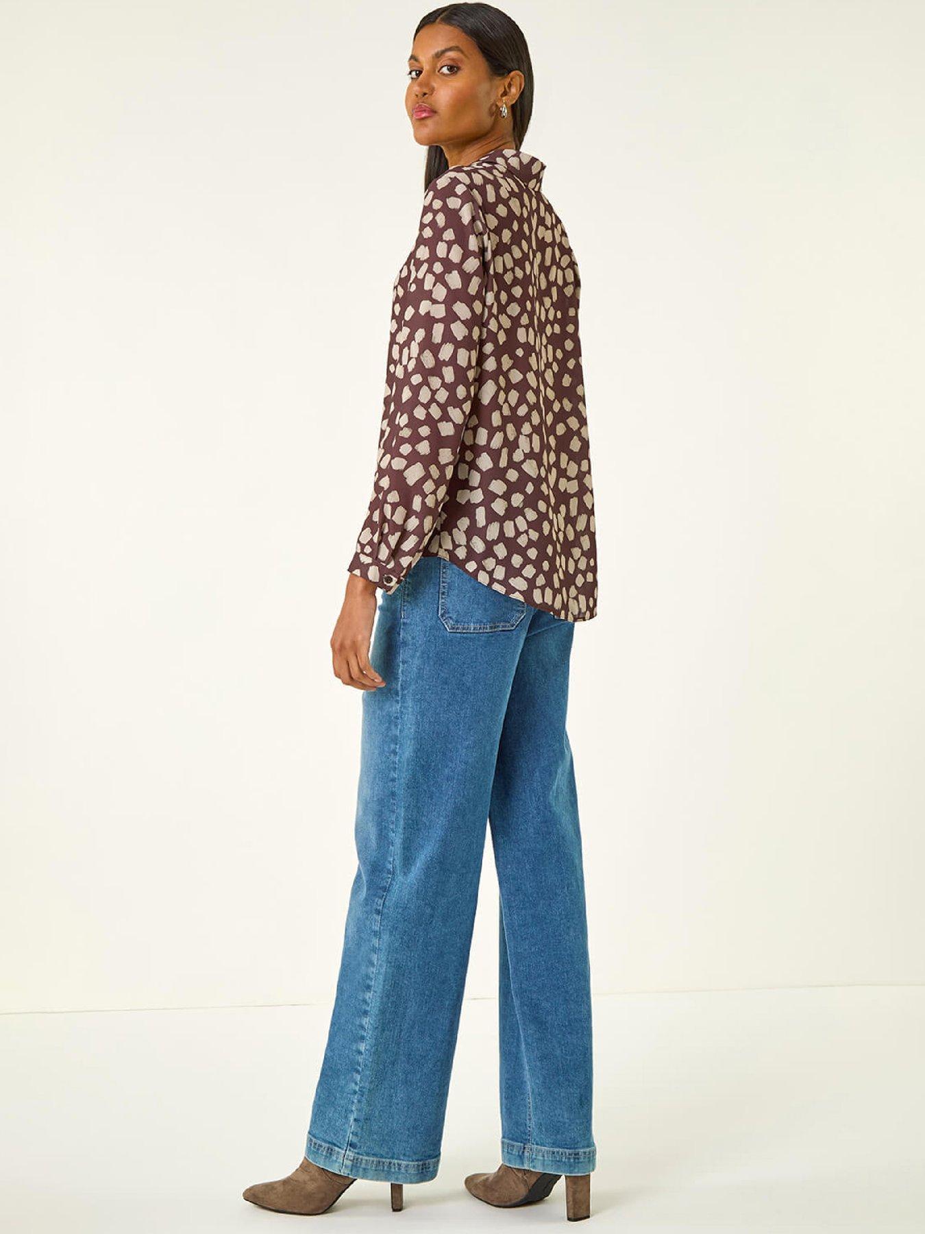  image of roman-abstract-spot-print-shirt-stone