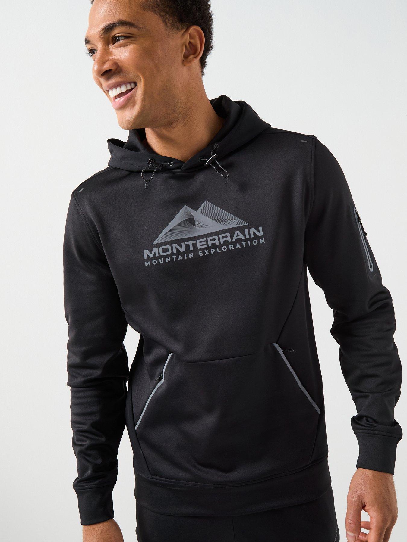 front image of monterrain-mens-speed-20-poly-fleece-overhead-hoody-black