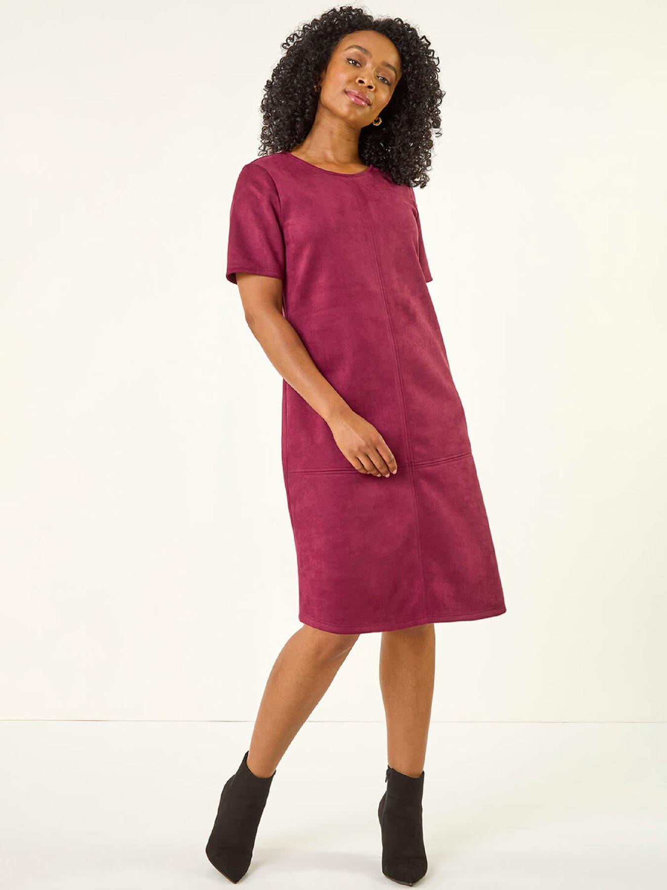Roman Petite Suedette Shift Dress - Wine