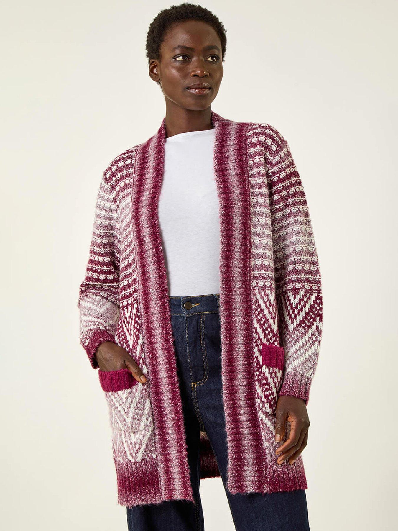  image of roman-jacquard-knit-cardigan-red