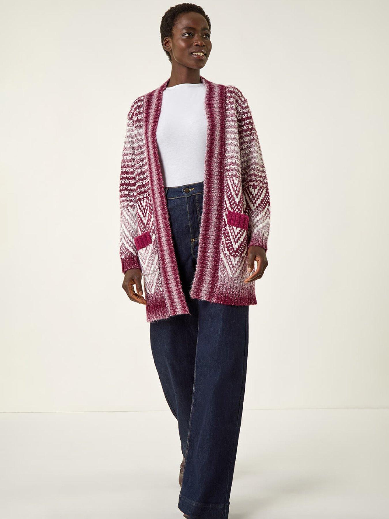  image of roman-jacquard-knit-cardigan-red