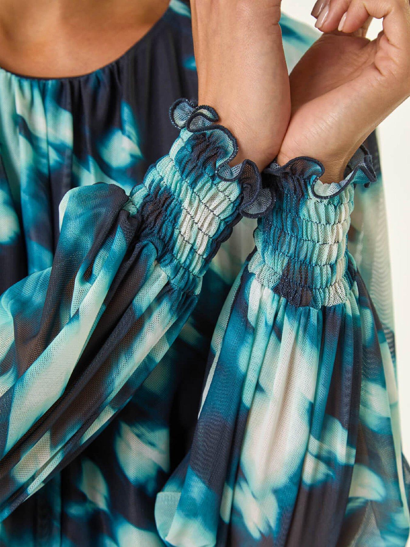  image of roman-petite-mesh-blouson-top-teal