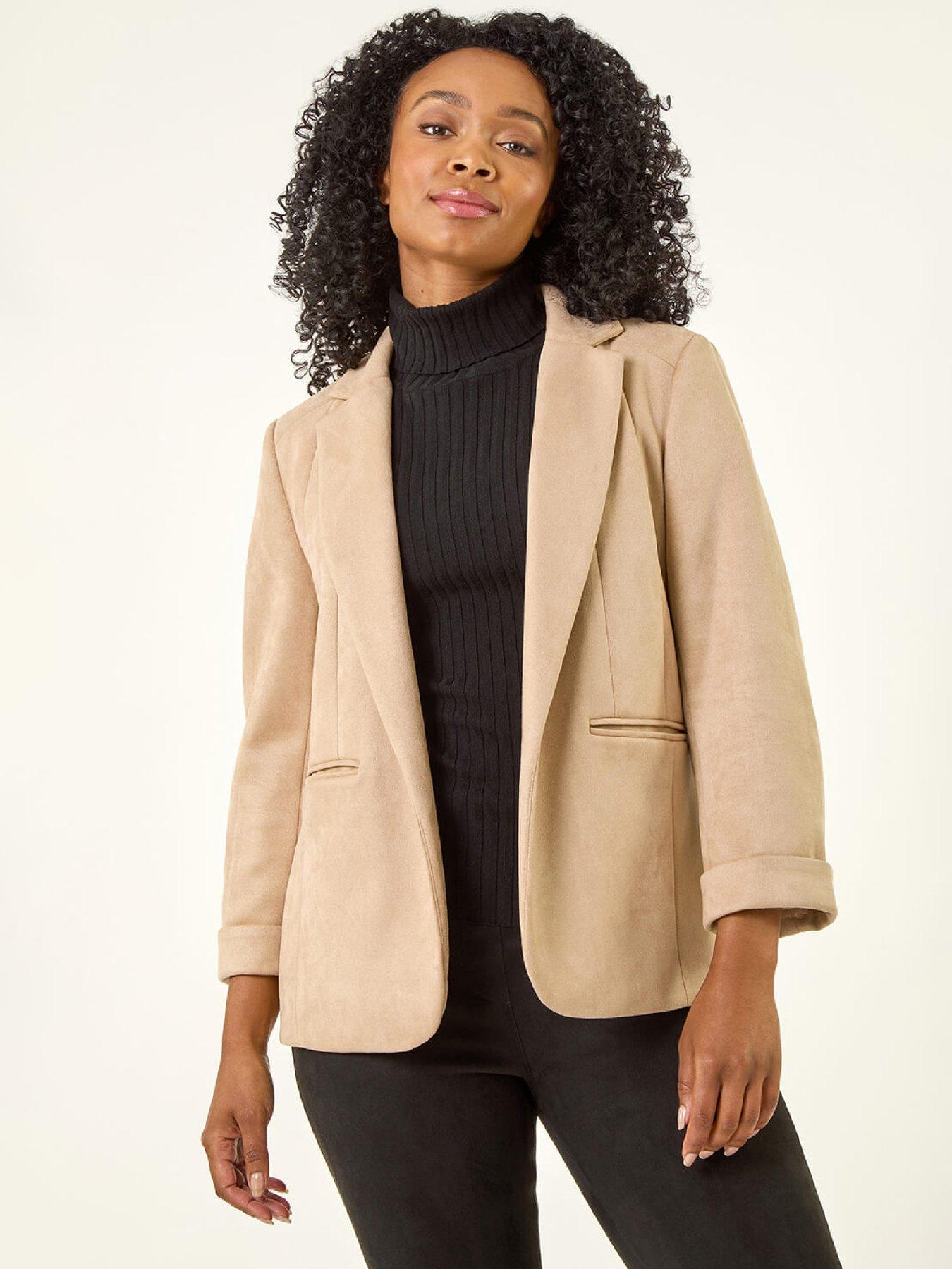 Roman Petite Suedette Blazer - Stone