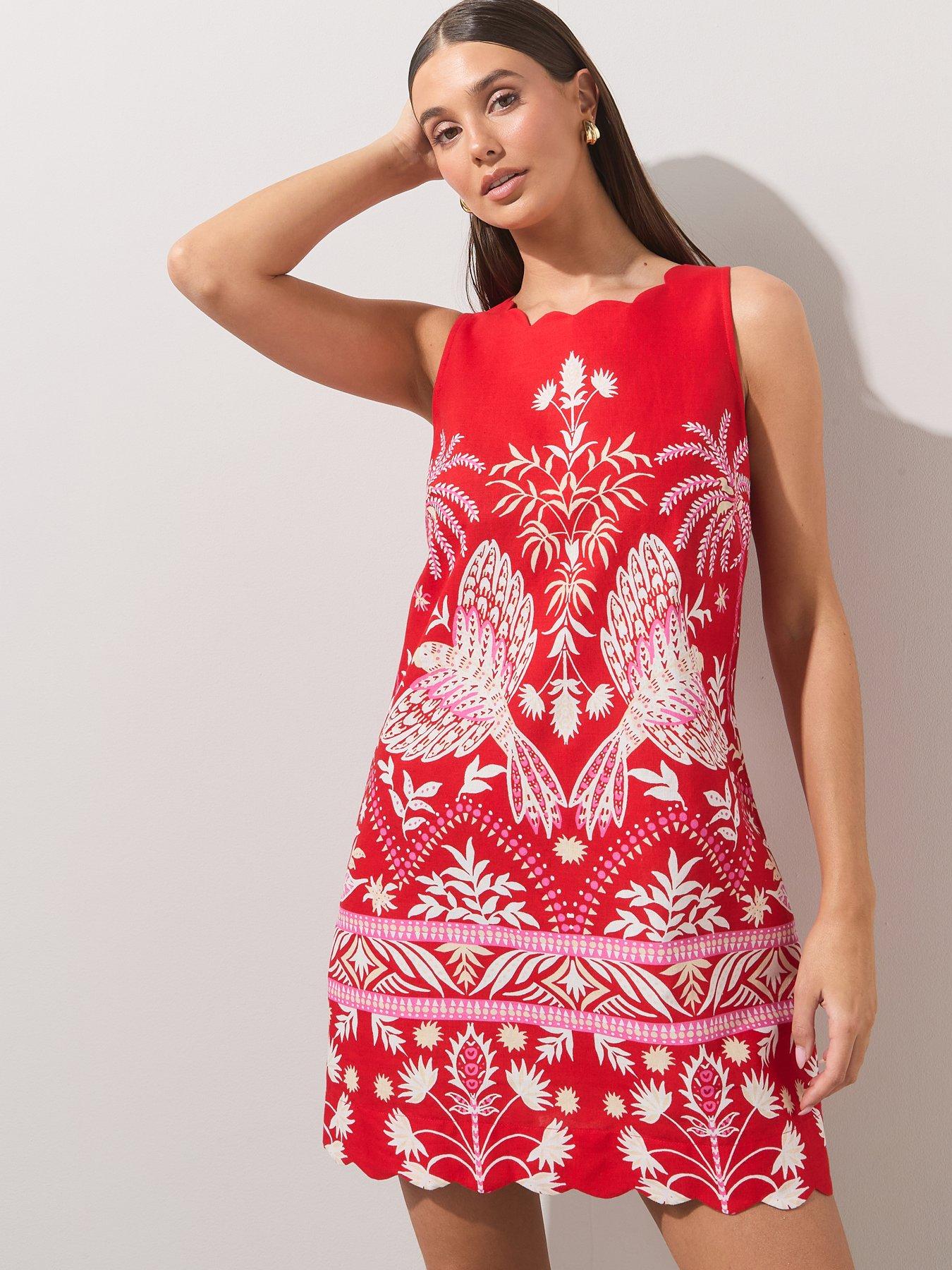 The Very Collection Scallop Edge Printed Mini Dress