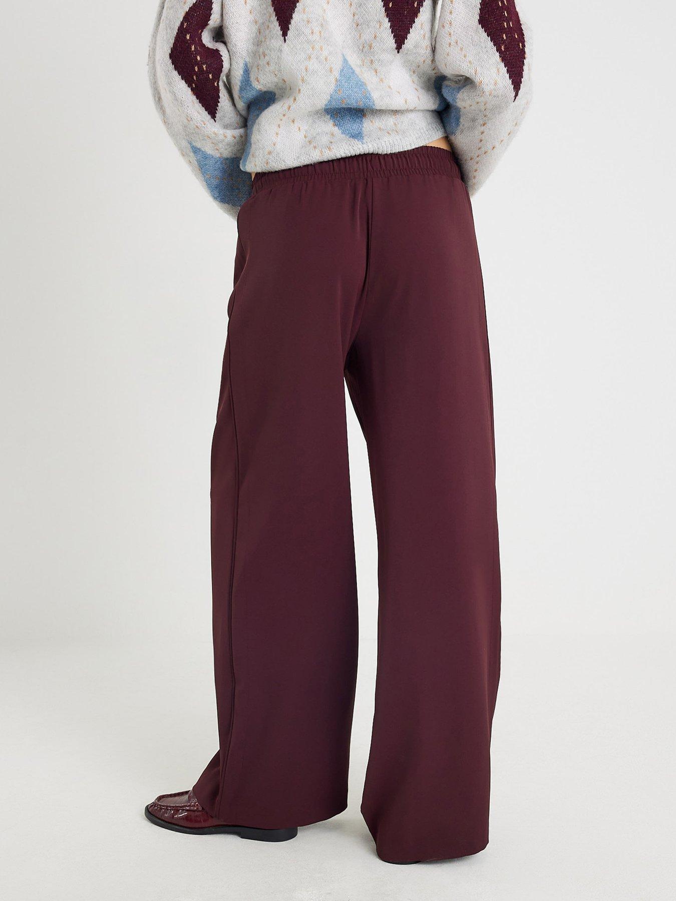 stillFront image of river-island-side-stripe-wide-leg-joggers-red