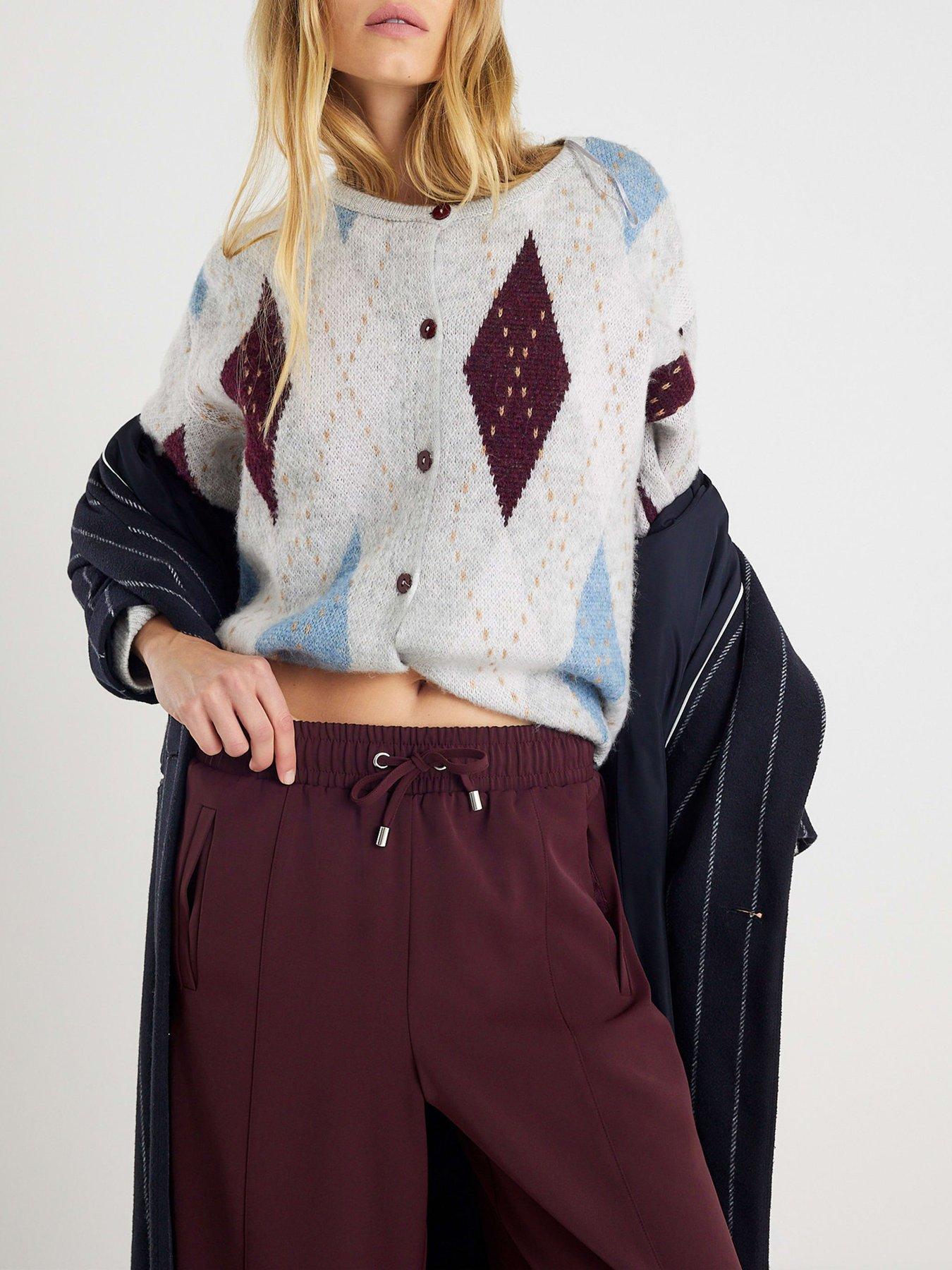  image of river-island-side-stripe-wide-leg-joggers-red