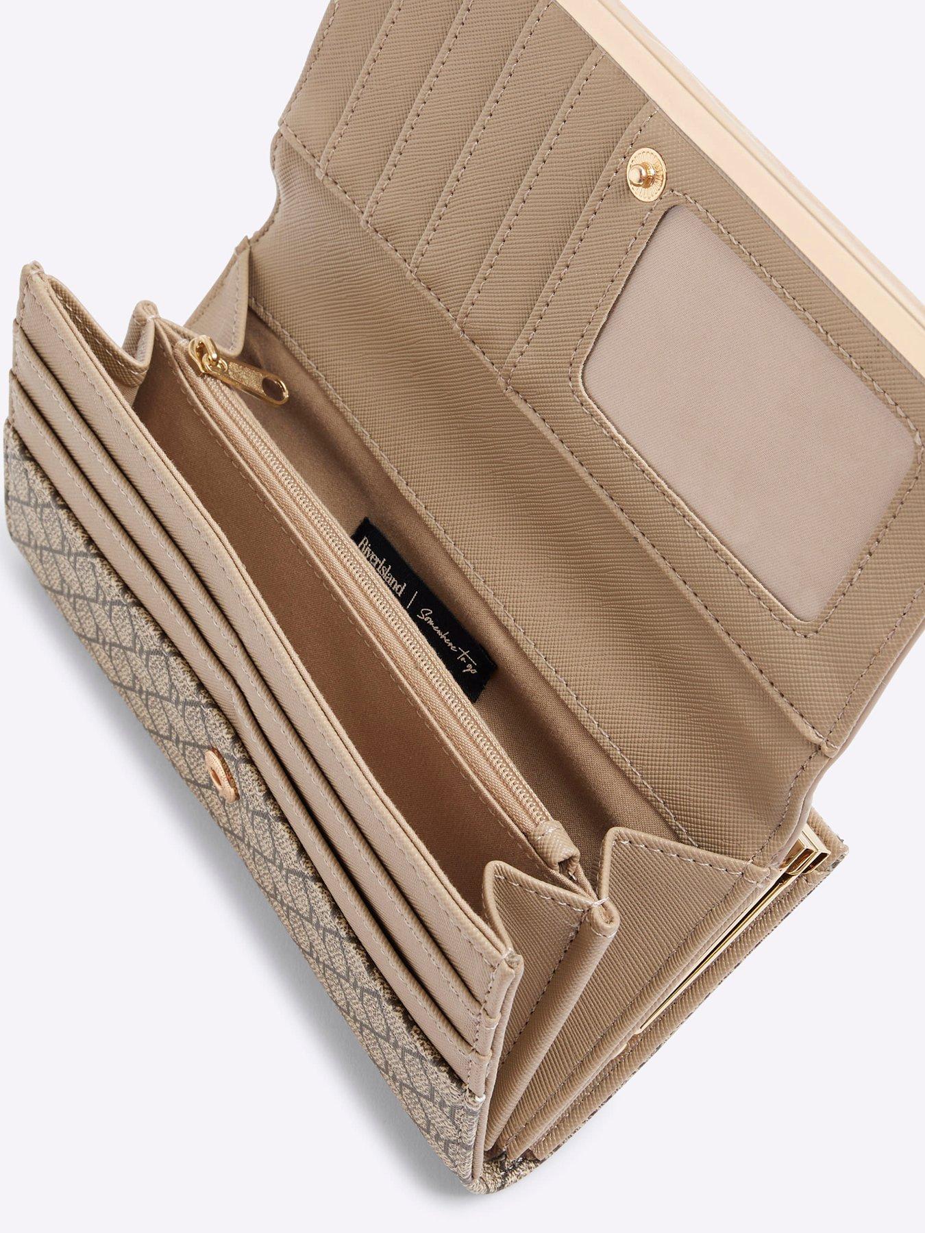  image of river-island-monogram-panelled-clutch-bag-beige