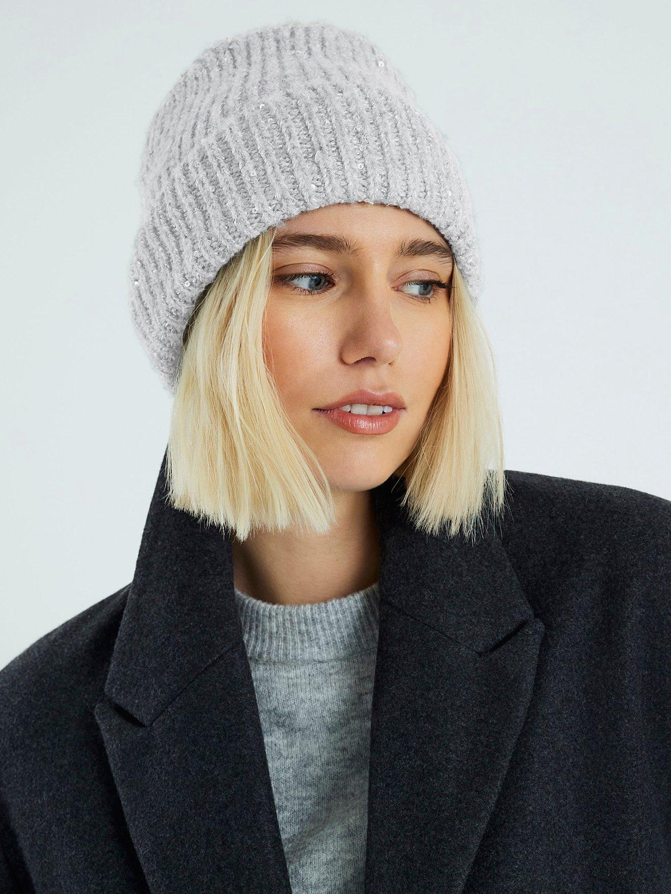 Image 2 of 5 of River Island Sequin Beanie - Grey