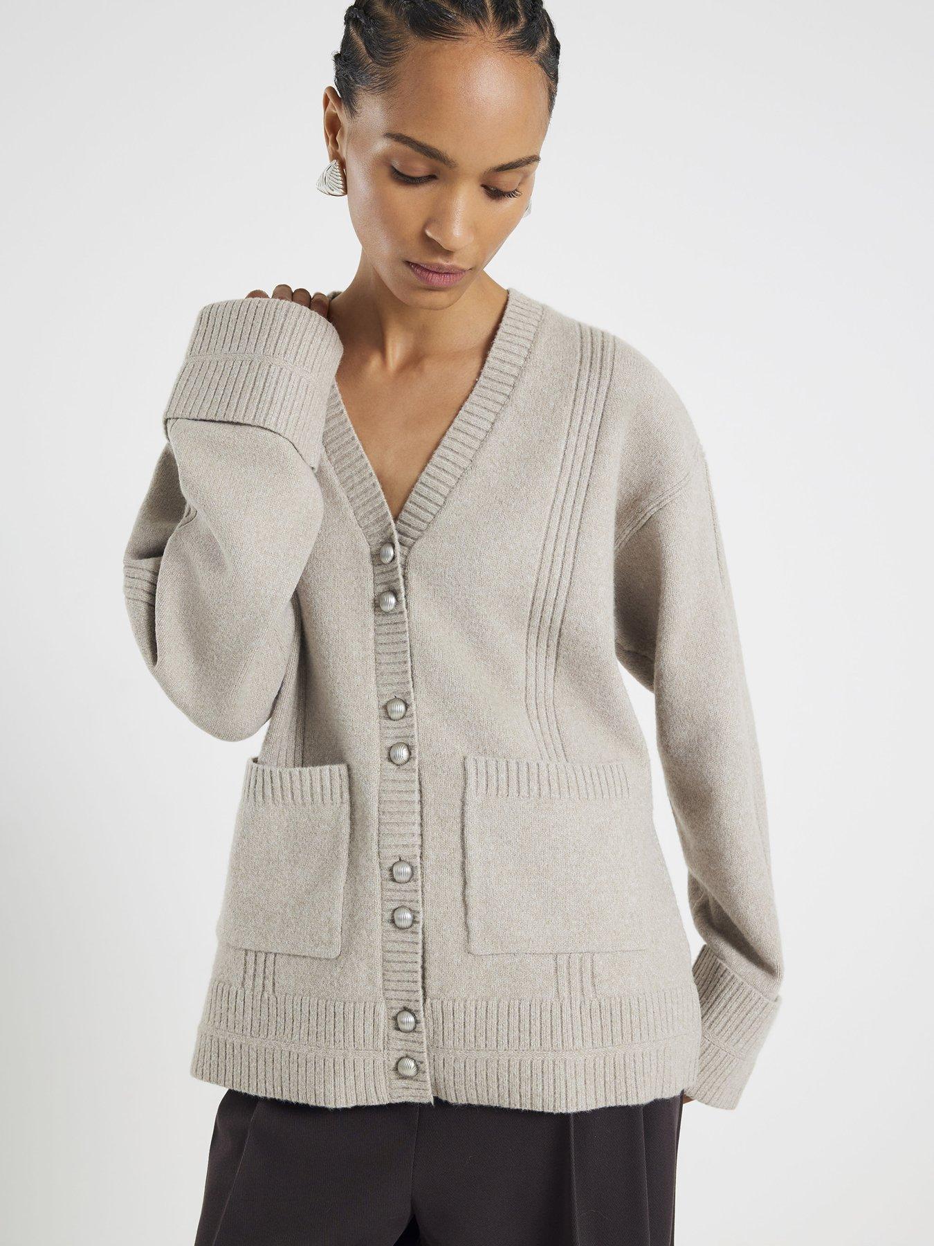 front image of river-island-bum-coverer-cardi-brown