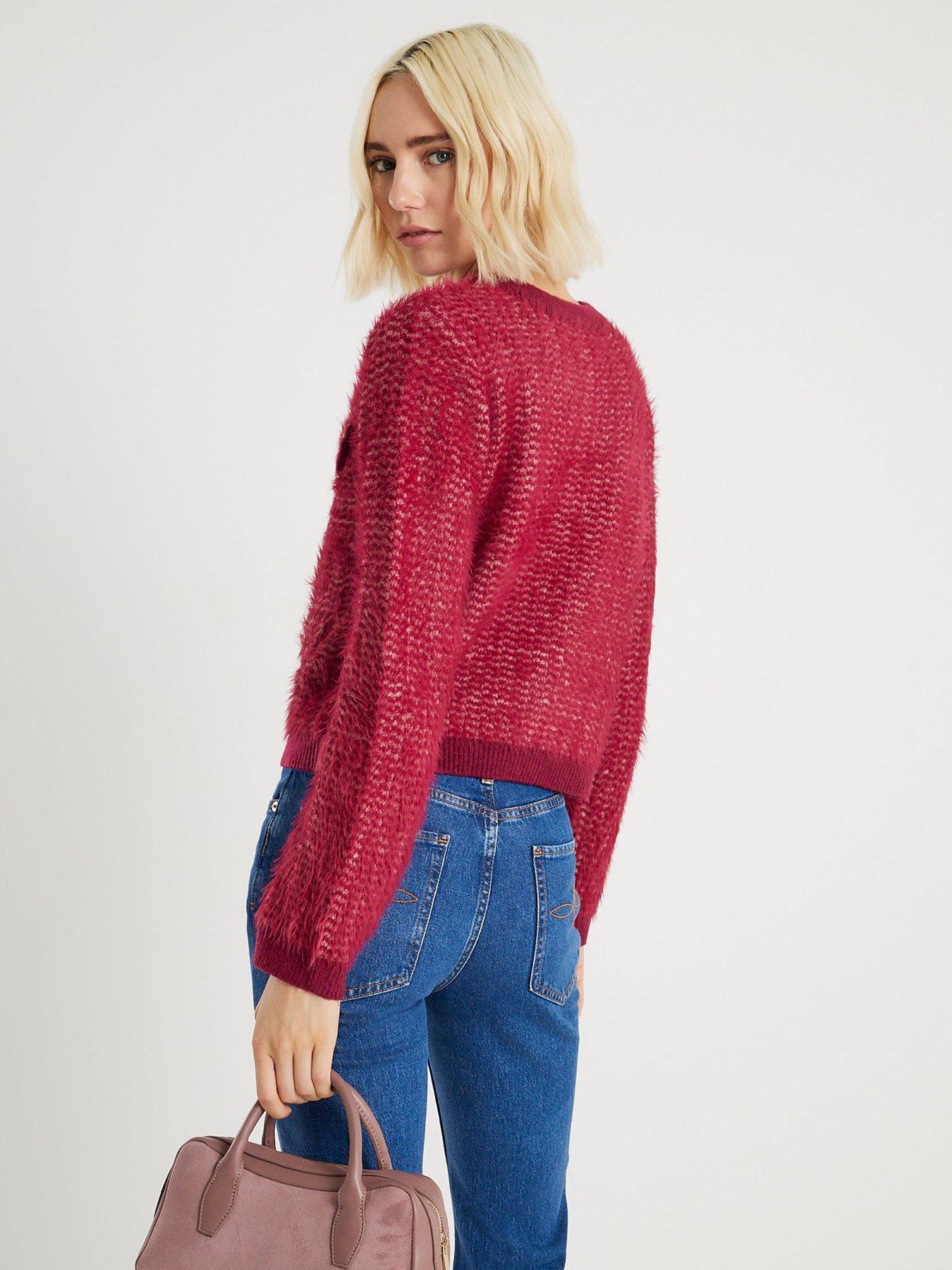 Image 2 of 4 of River Island Boucle Cardigan - Red