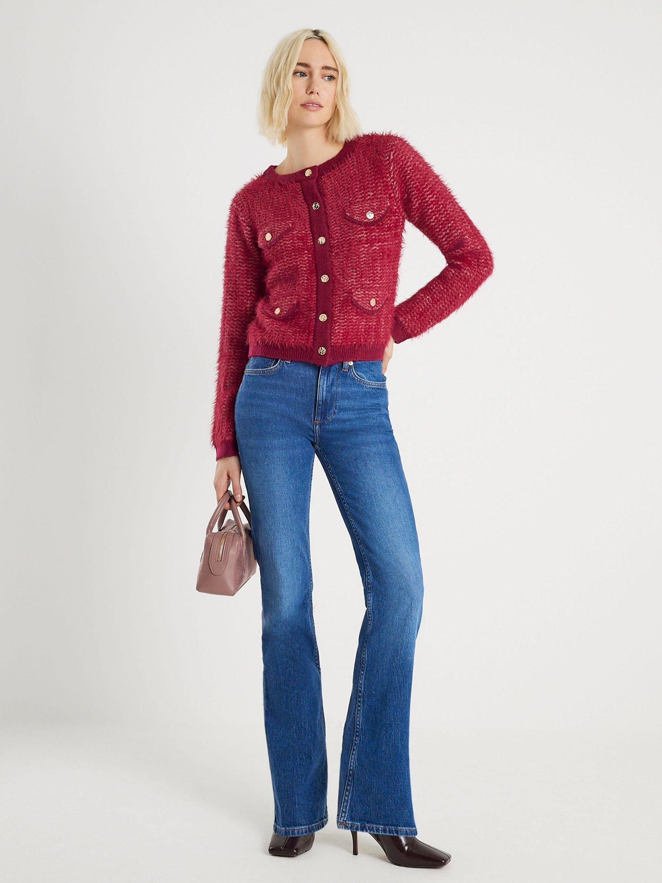 Image 3 of 4 of River Island Boucle Cardigan - Red