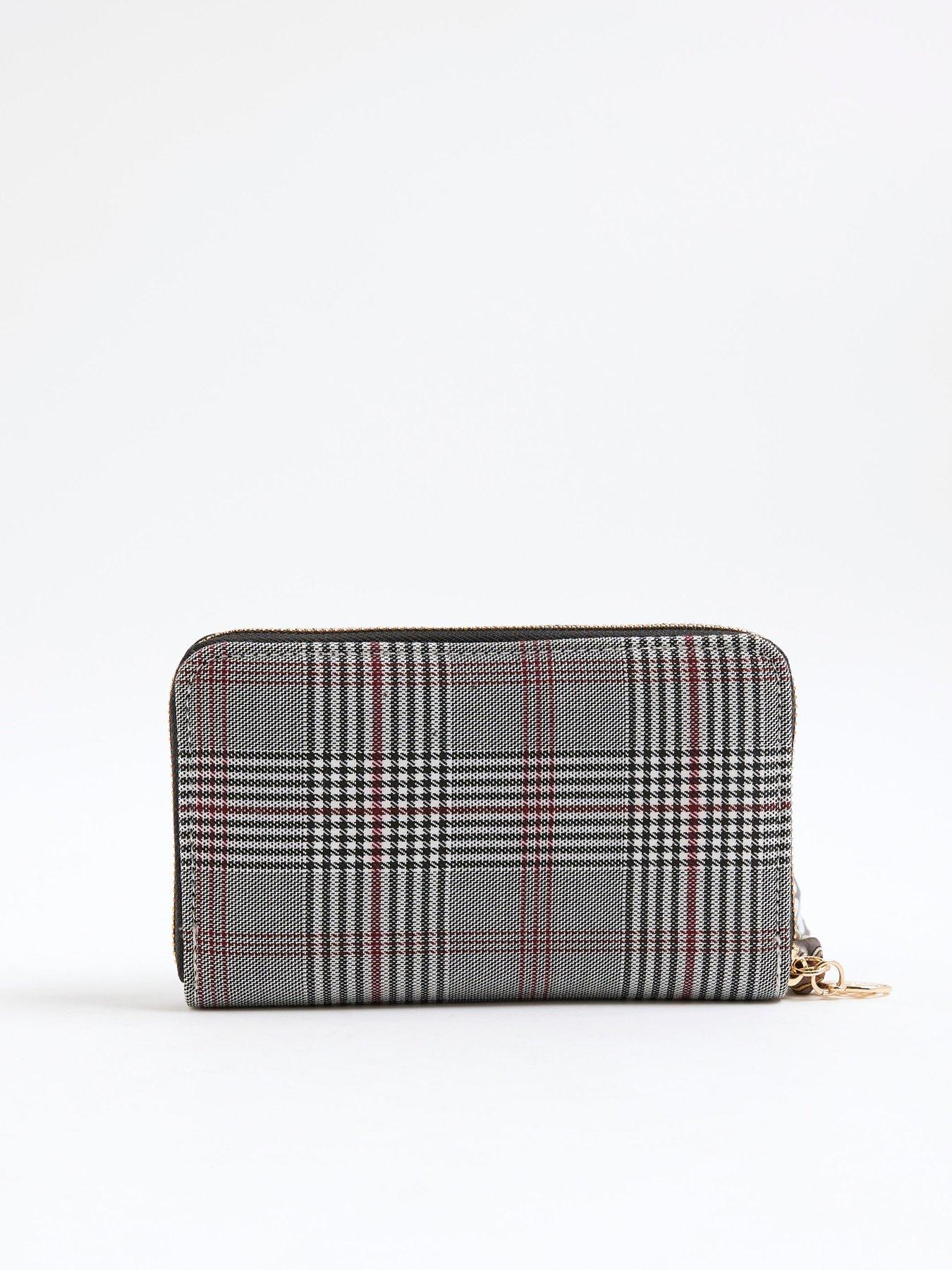  image of river-island-check-blocked-flap-purse--brown