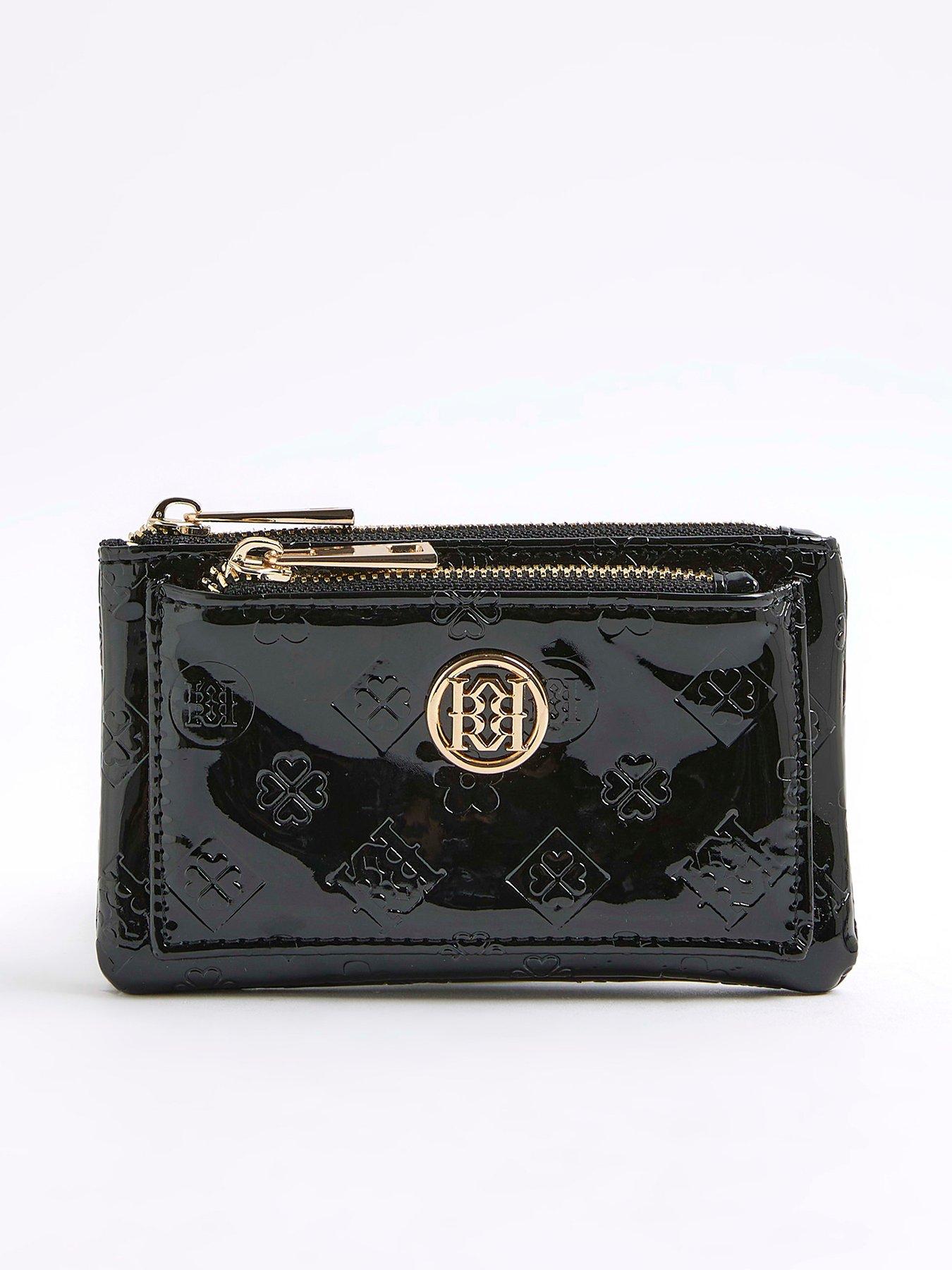  image of river-island-embossed-patent-pouch-black