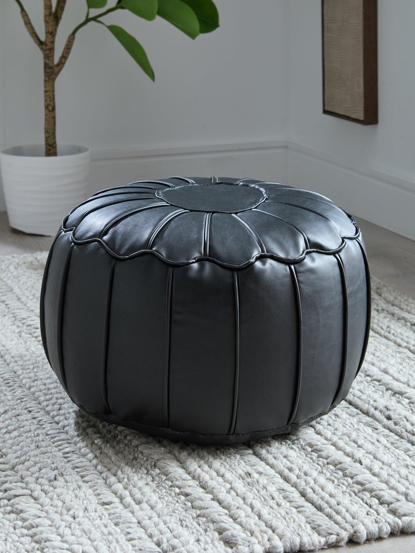 Very Home Moroccan Distressed Leather Pouffe