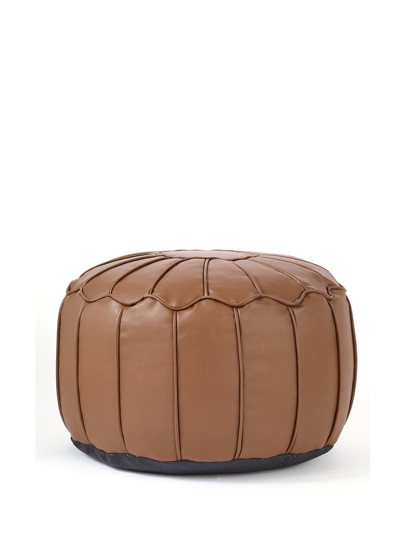 stillFront image of very-home-moroccan-distressed-leather-pouffe