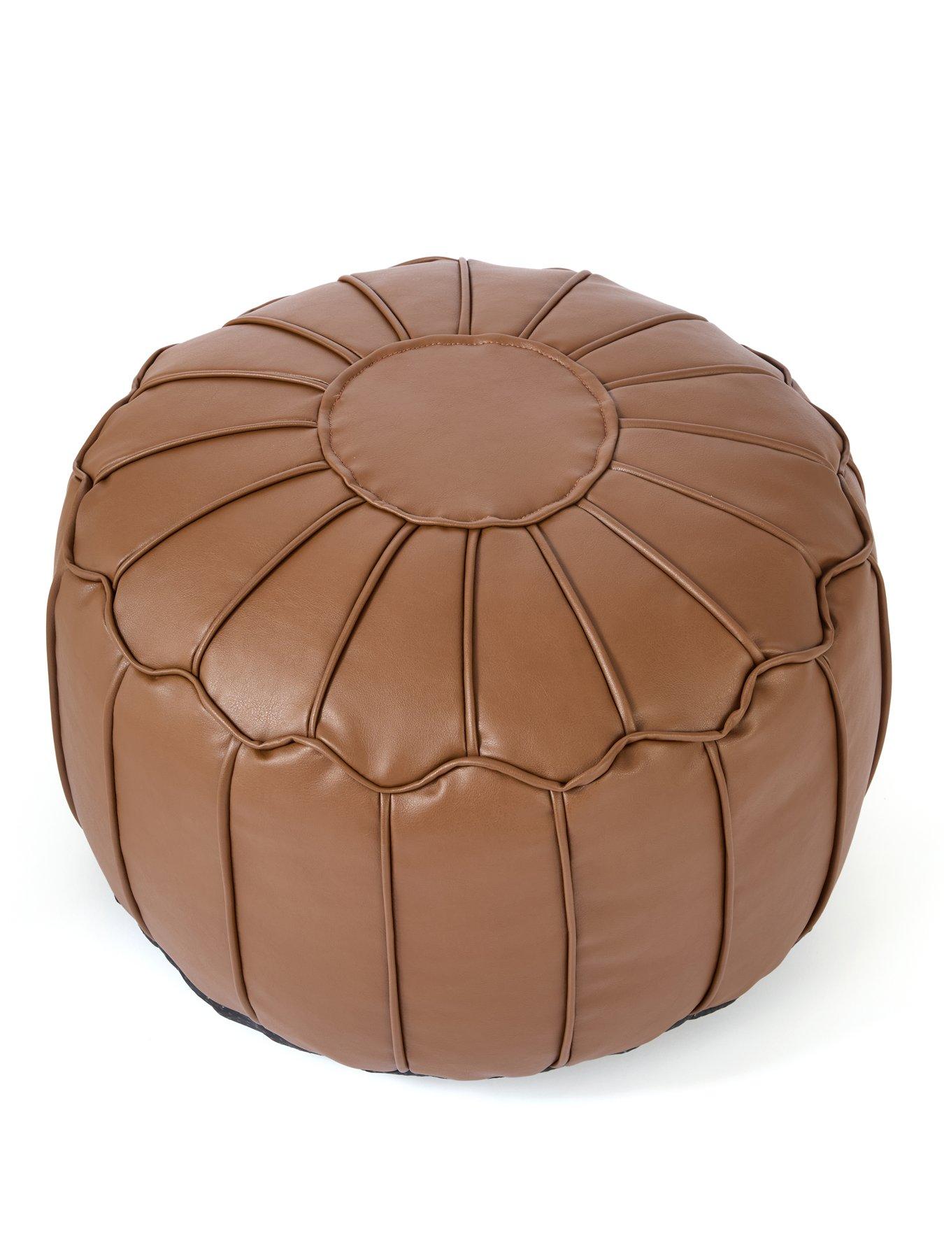  image of very-home-moroccan-distressed-leather-pouffe