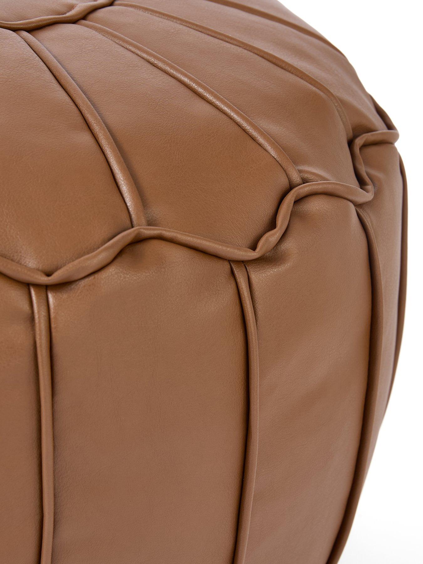  image of very-home-moroccan-distressed-leather-pouffe