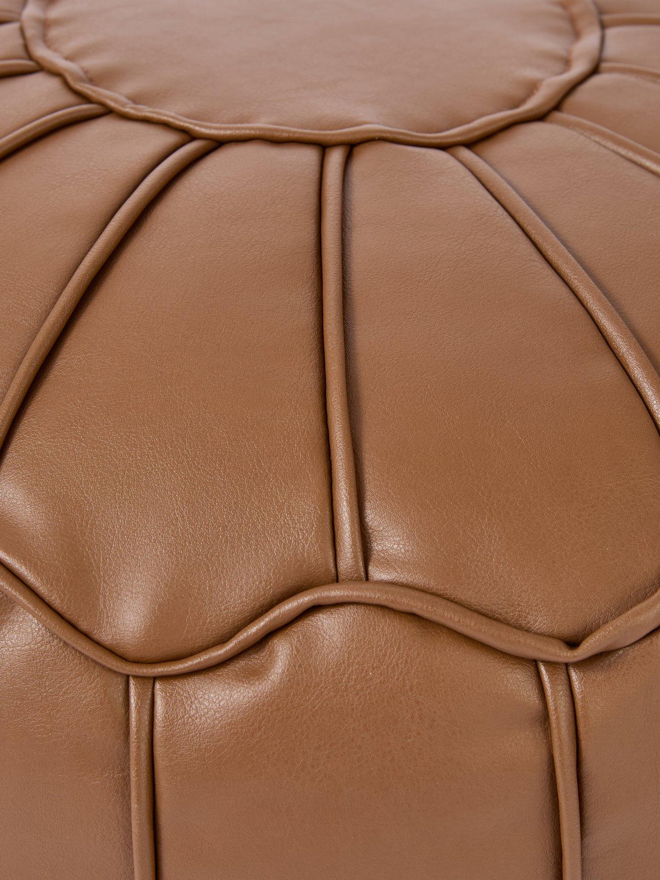  image of very-home-moroccan-distressed-leather-pouffe
