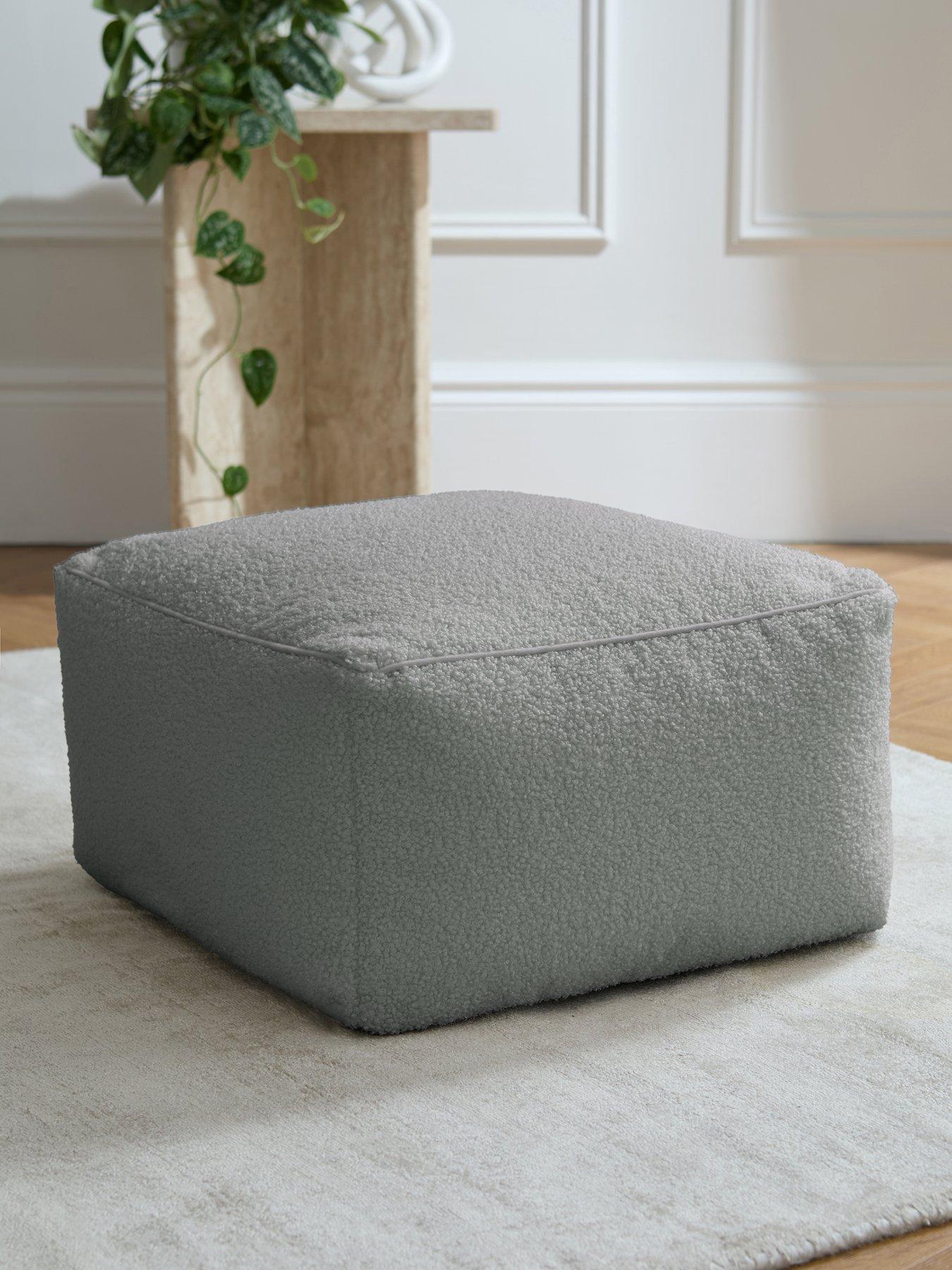 Image 1 of 6 of Very Home Boucle Square Footstool Beanbag