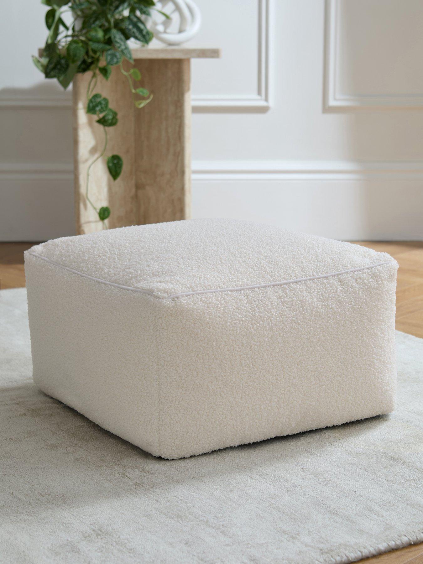 The Very Collection Boucle Square Footstool Beanbag