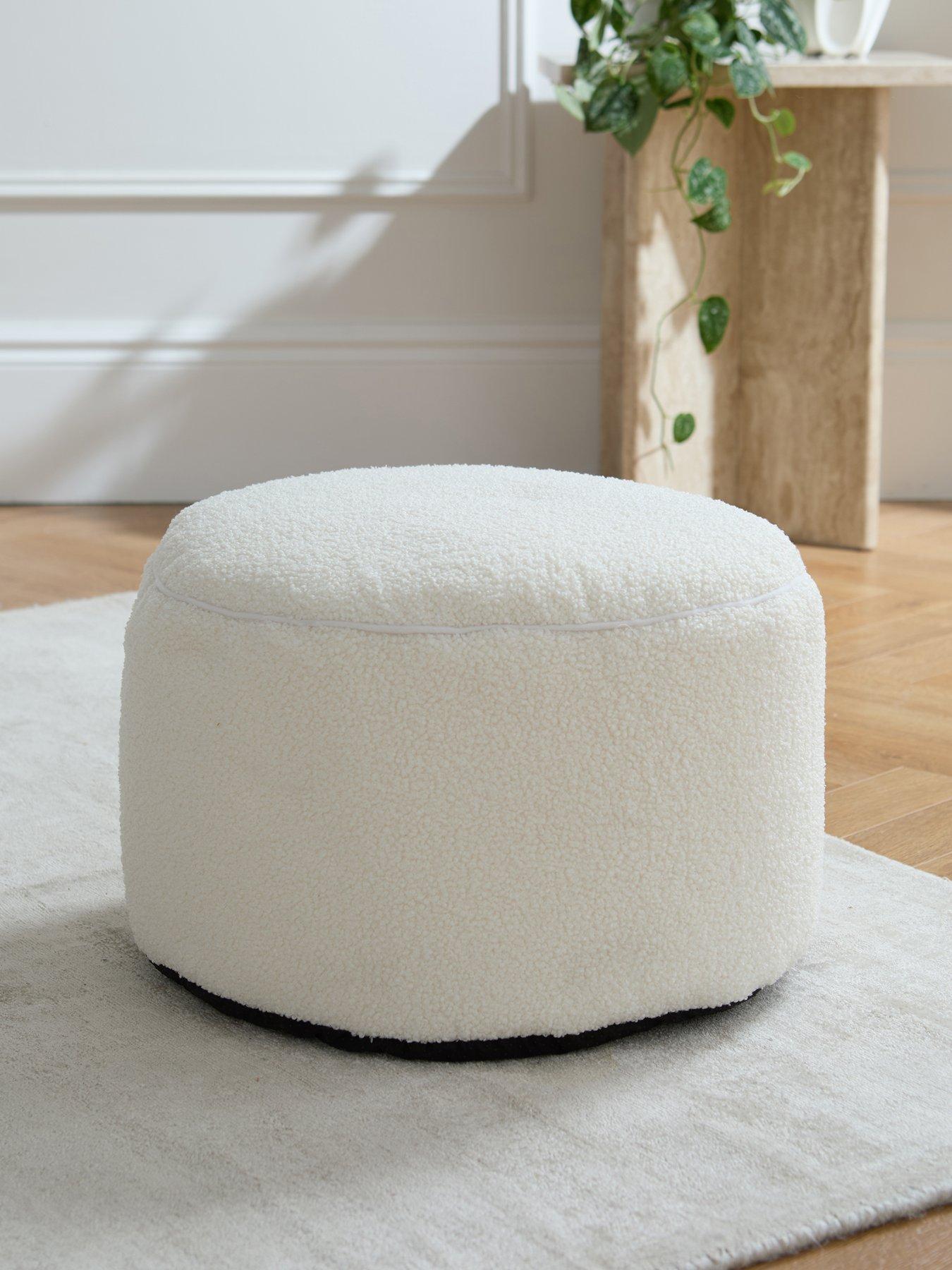 Image 1 of 5 of The Very Collection Boucle Round Footstool Beanbag