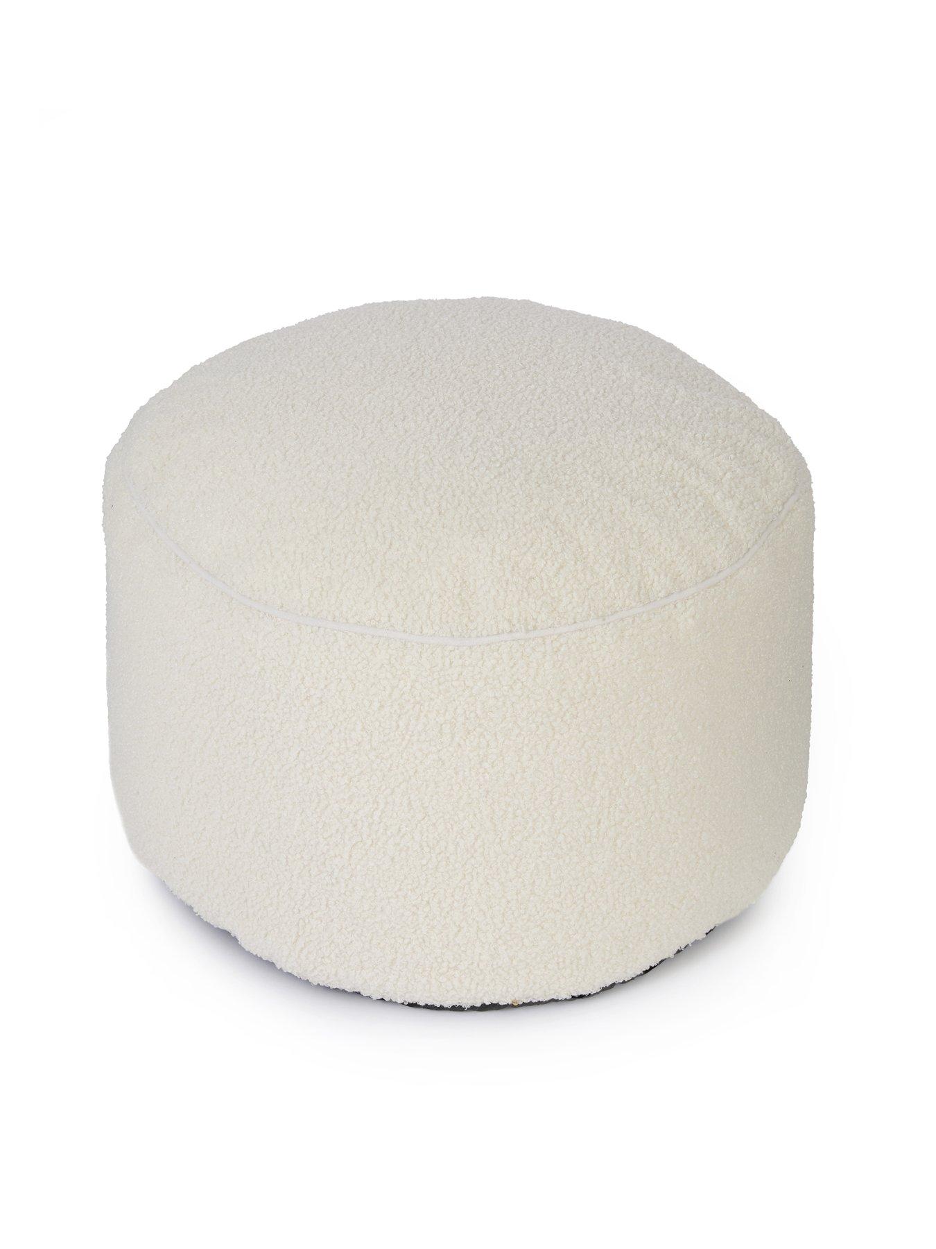 Image 3 of 5 of The Very Collection Boucle Round Footstool Beanbag