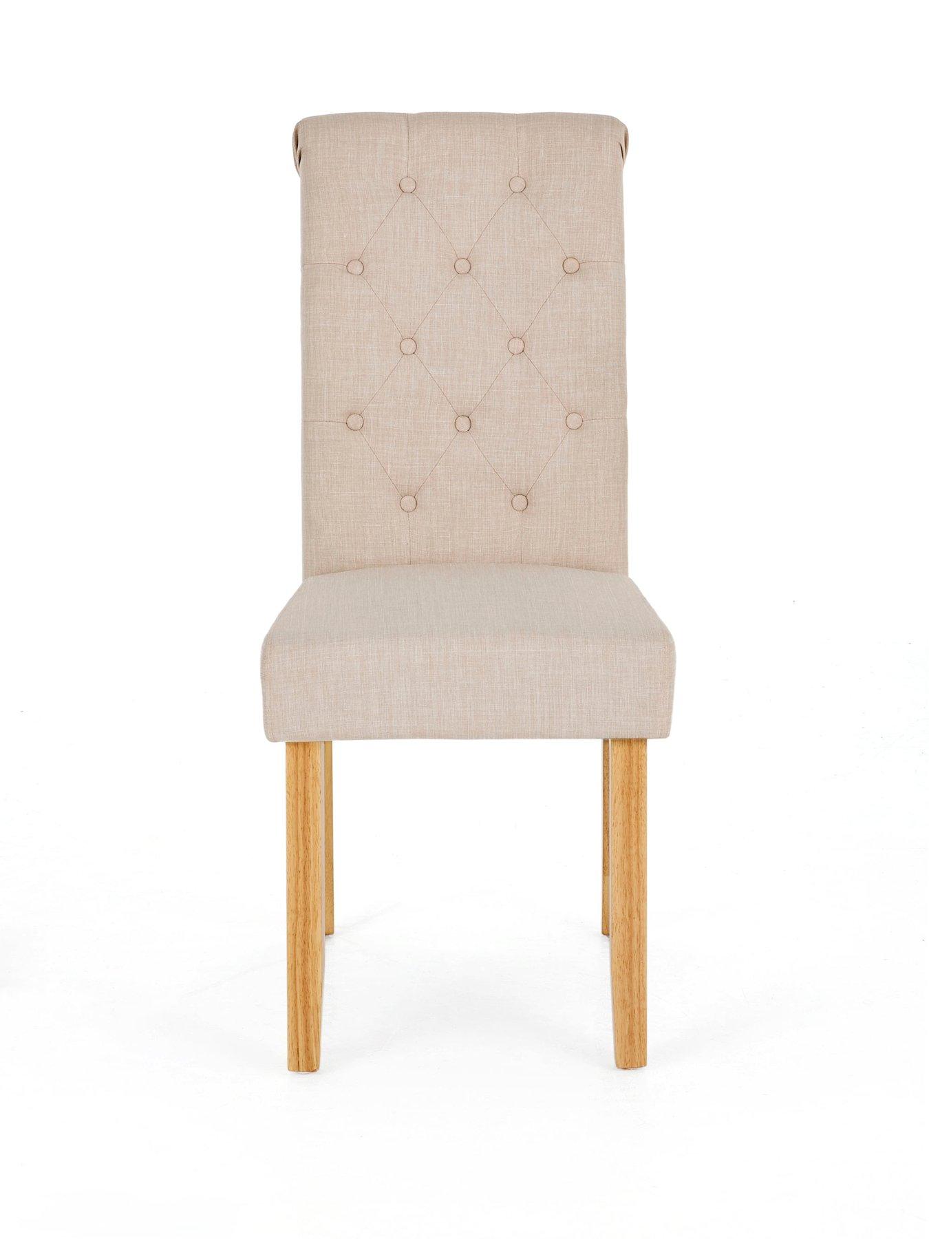 Image 3 of 7 of The Very Collection Pair of&nbsp;Scroll Back Fabric Dining Chairs - Natural/Oak - FSC&reg; Certified