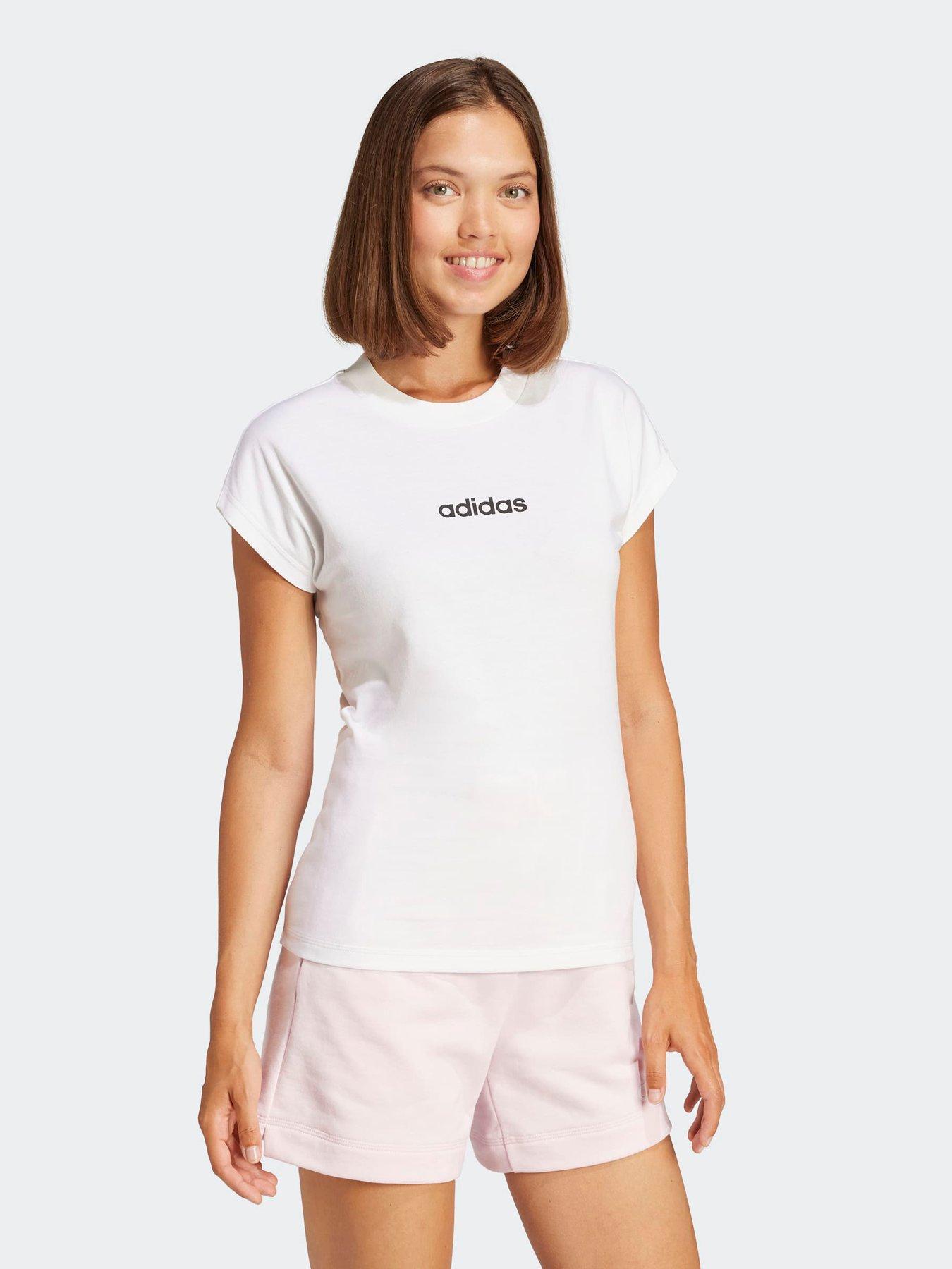 front image of adidas-sportswear-womens-linear-t-shirt-white