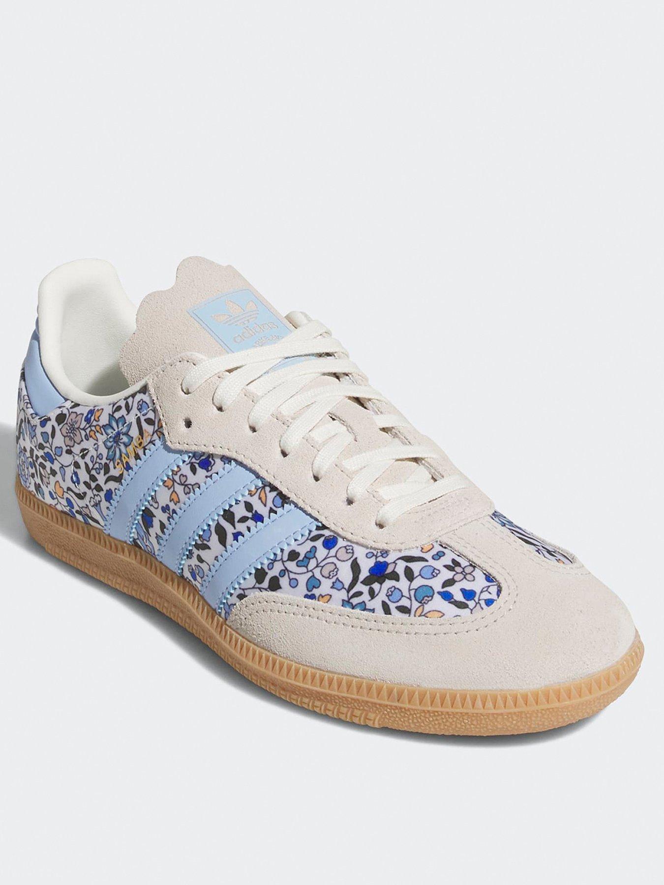  image of adidas-originals-junior-samba-og-trainers-blue-flowers