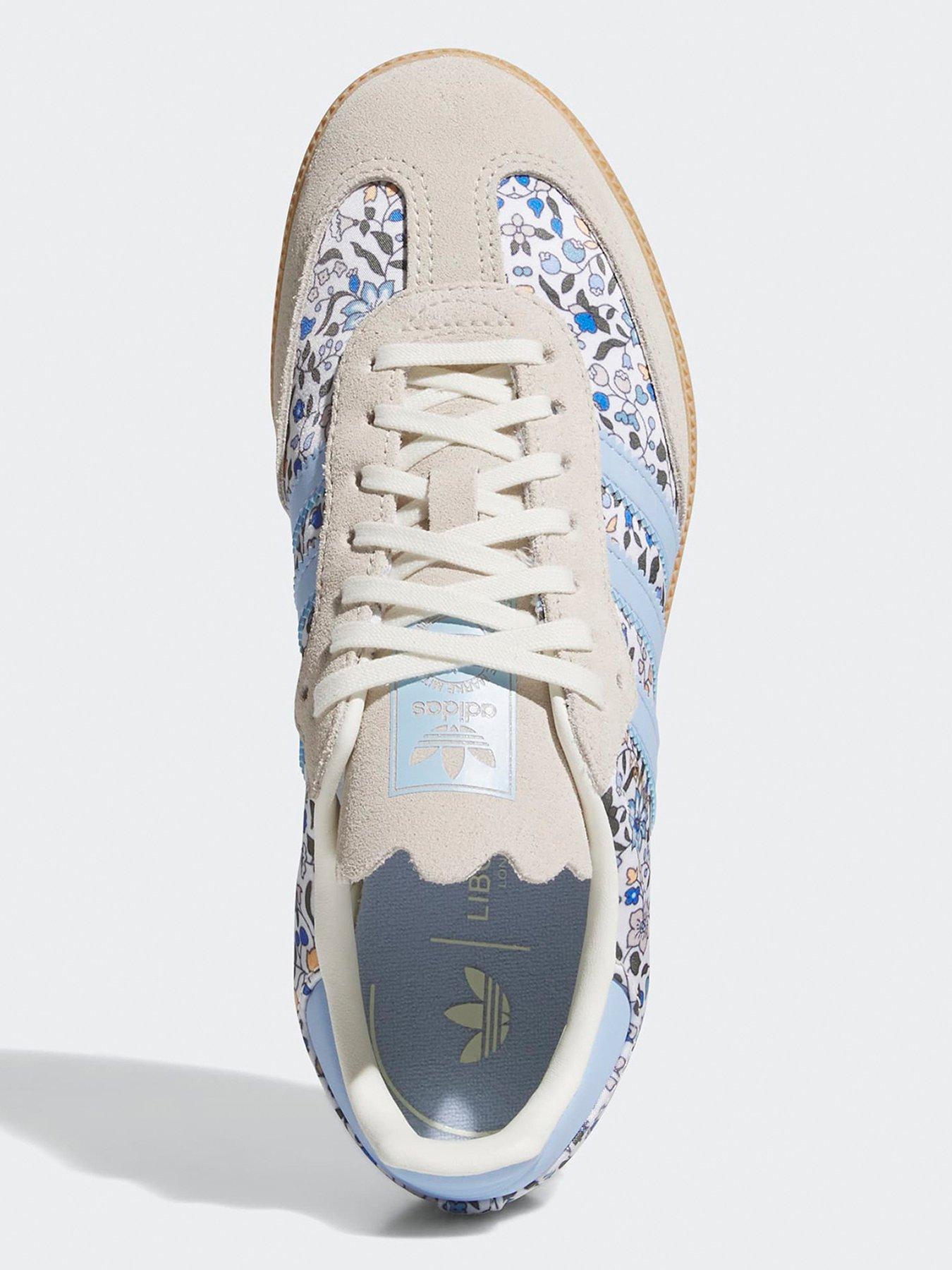  image of adidas-originals-junior-samba-og-trainers-blue-flowers