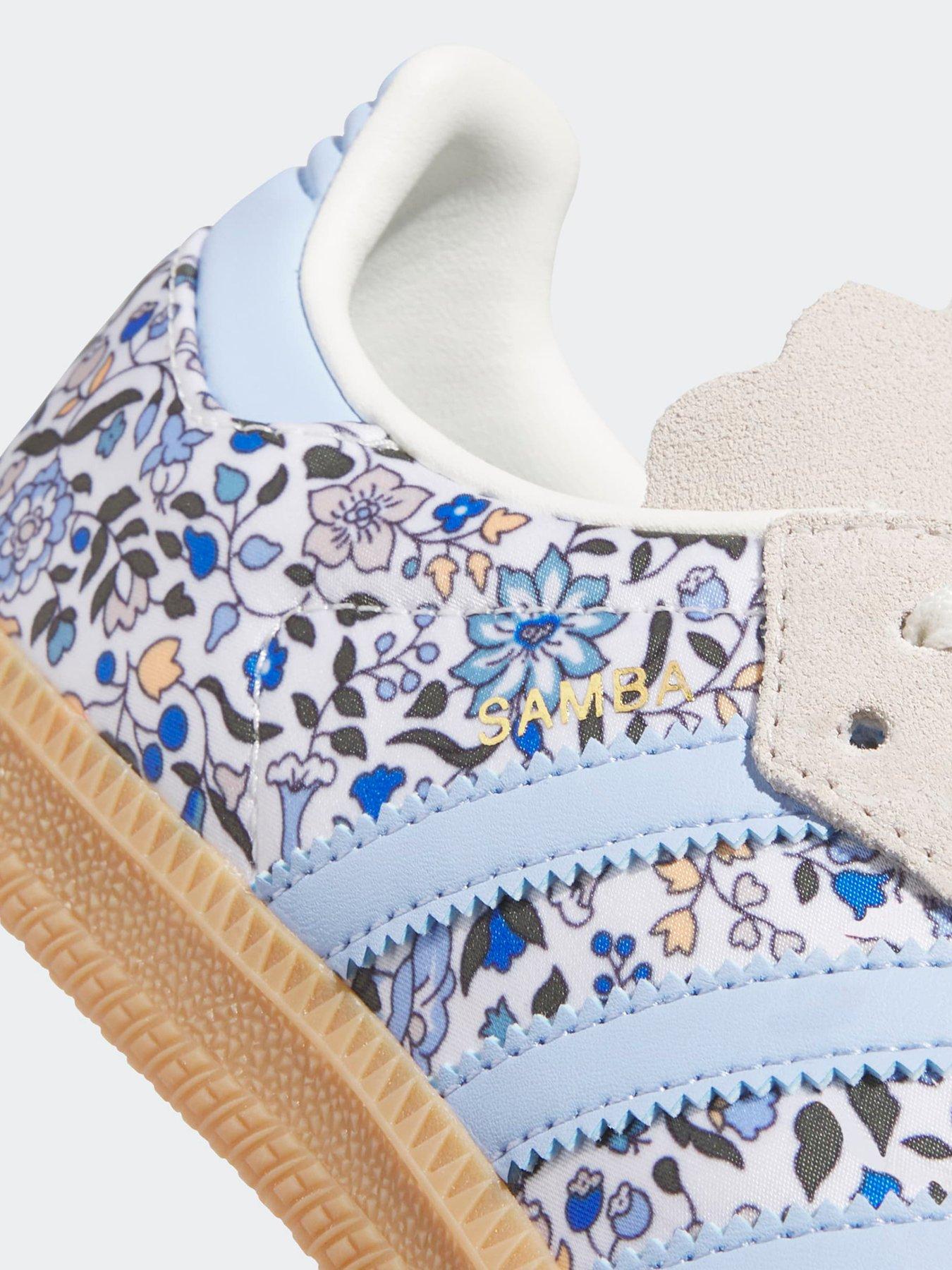 image of adidas-originals-junior-samba-og-trainers-blue-flowers