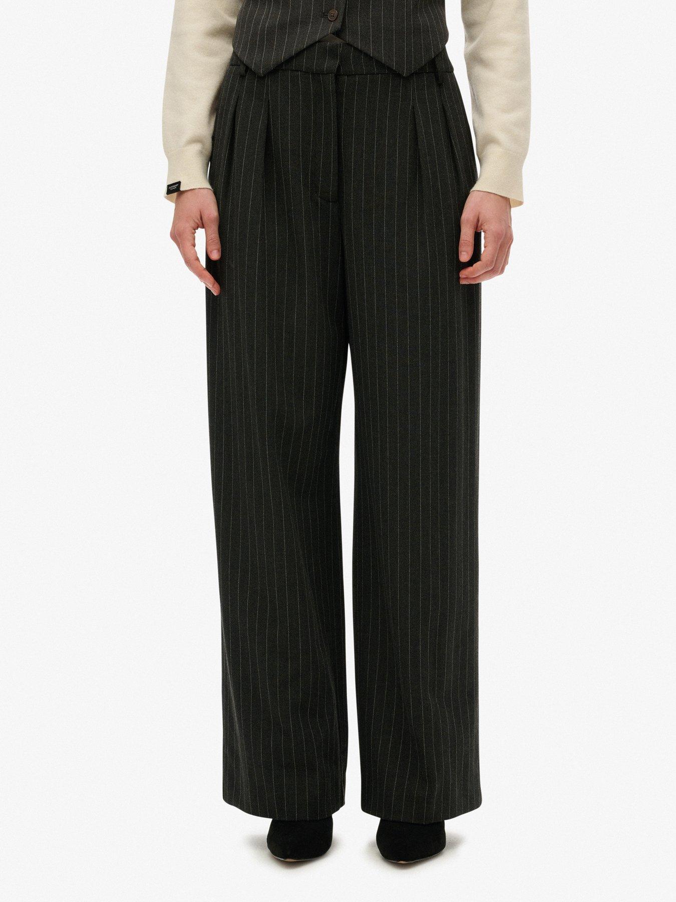  image of superdry-mid-rise-pinstripe-trouser-charcoal-pinstripe-grey