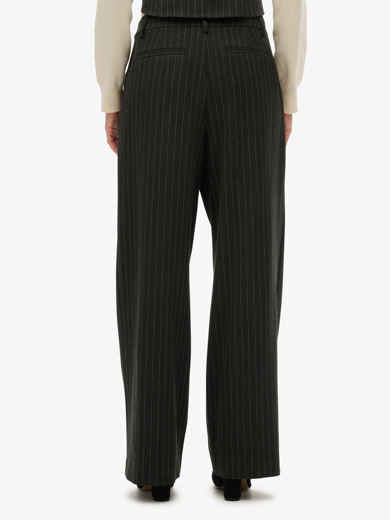  image of superdry-mid-rise-pinstripe-trouser-charcoal-pinstripe-grey