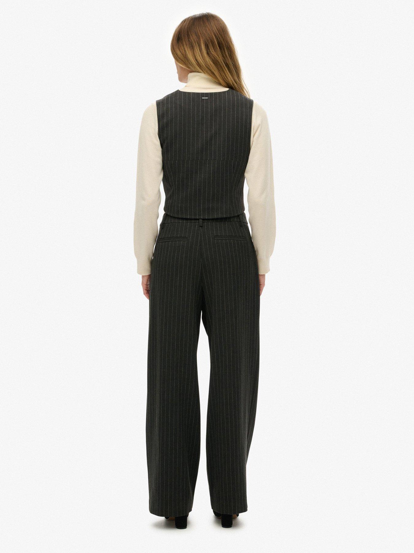  image of superdry-mid-rise-pinstripe-trouser-charcoal-pinstripe-grey