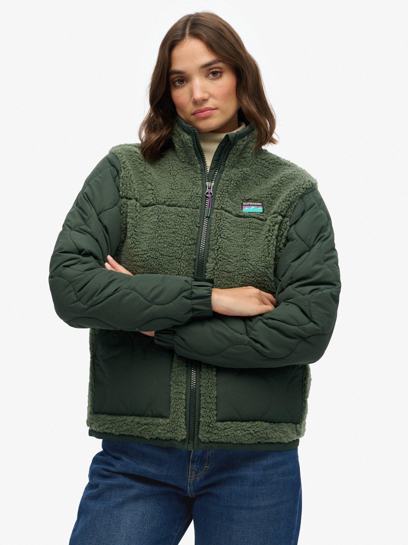 Superdry Fleece Hybrid Jacket - Laurel Khaki Green