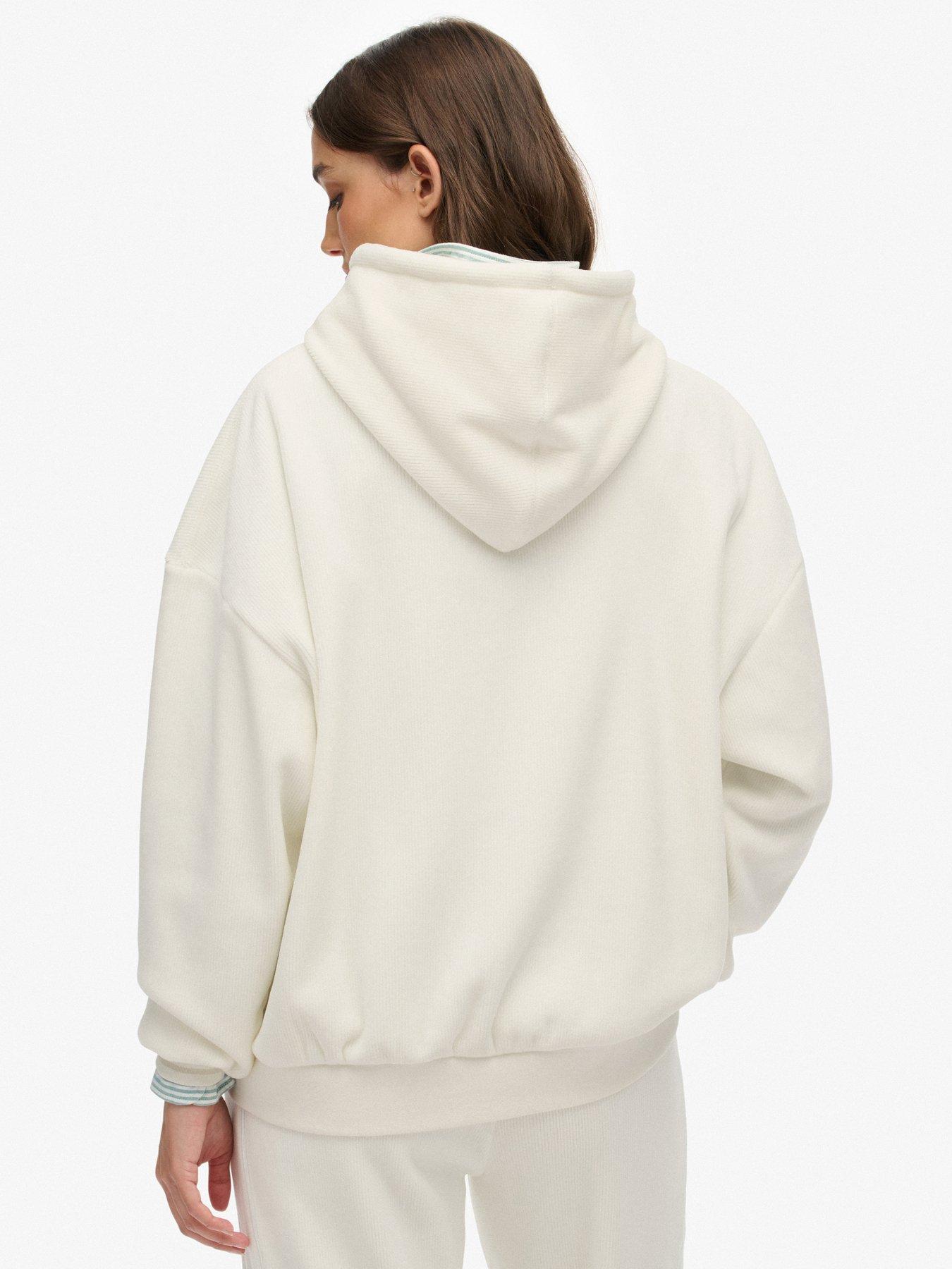  image of superdry-country-club-velour-relax-hoodie-off-white