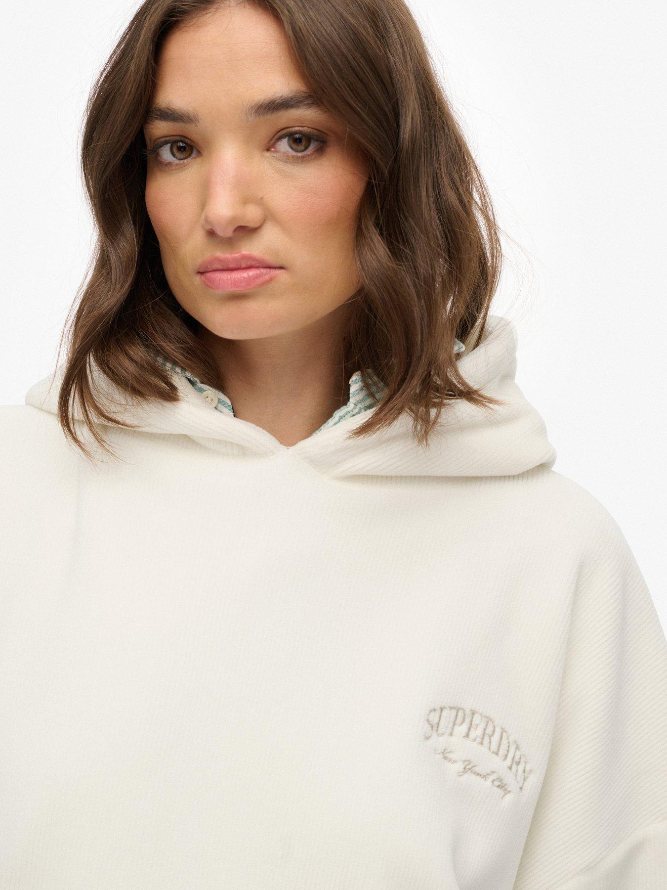  image of superdry-country-club-velour-relax-hoodie-off-white